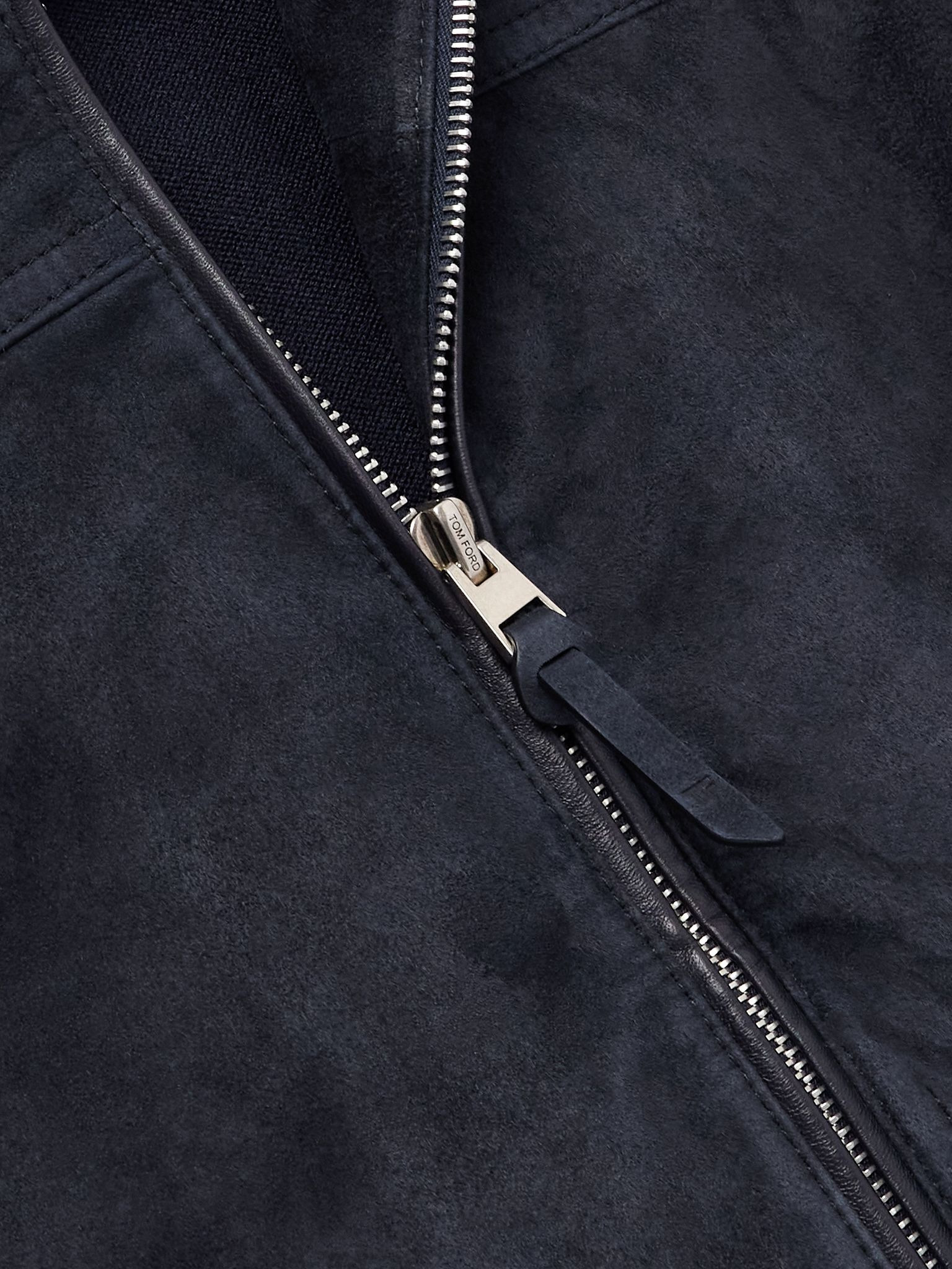 Slim-Fit Suede and Merino Wool and Cashmere-Blend Jacket Navy - 5