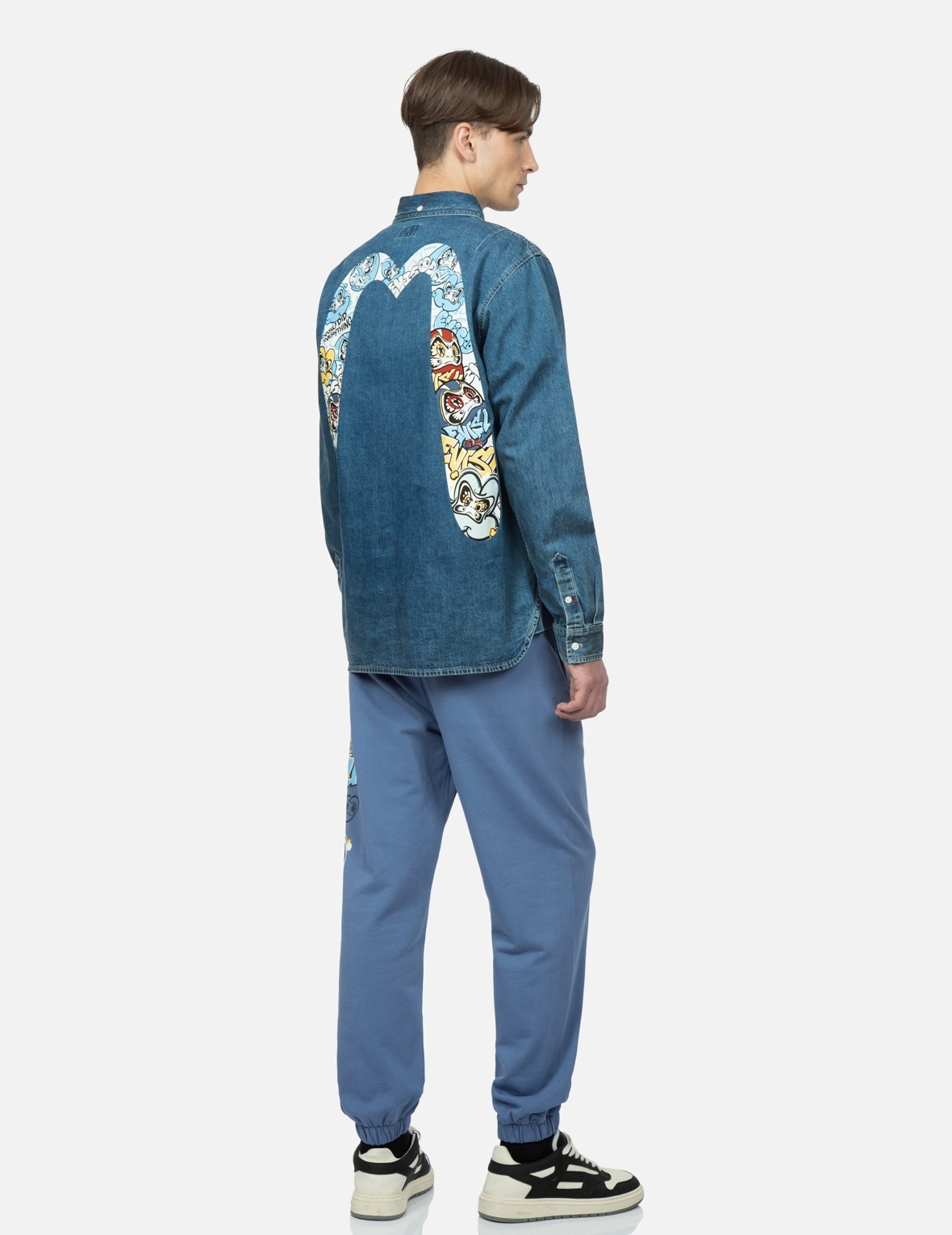 GRAFFITI DARUMA DAICOCK PRINT DENIM SHIRT - 3