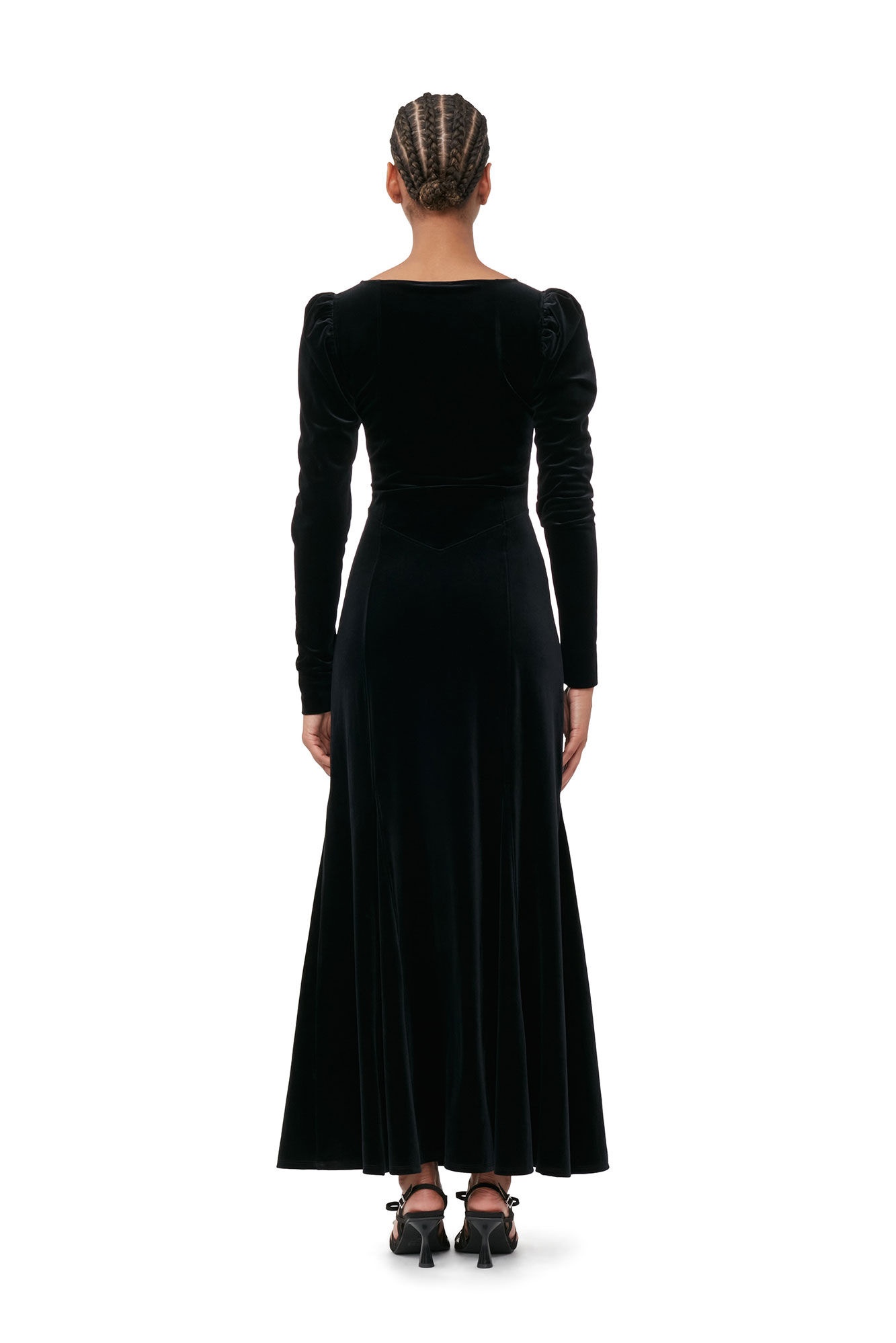 BLACK VELVET JERSEY MAXI DRESS - 4