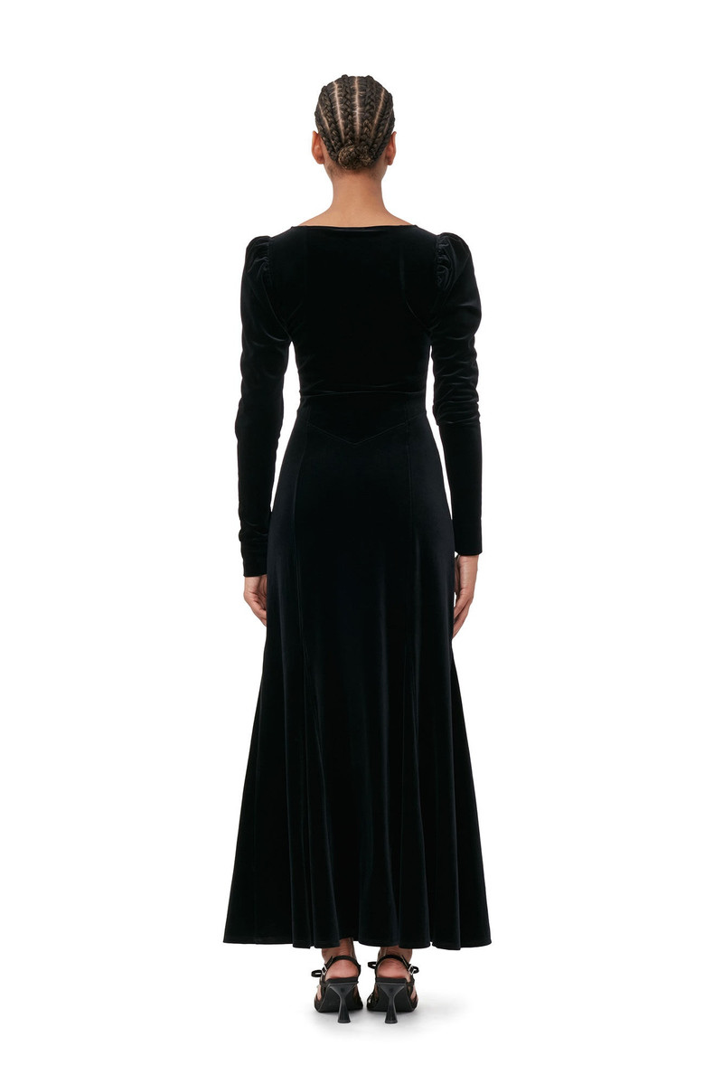 BLACK VELVET JERSEY MAXI DRESS 5