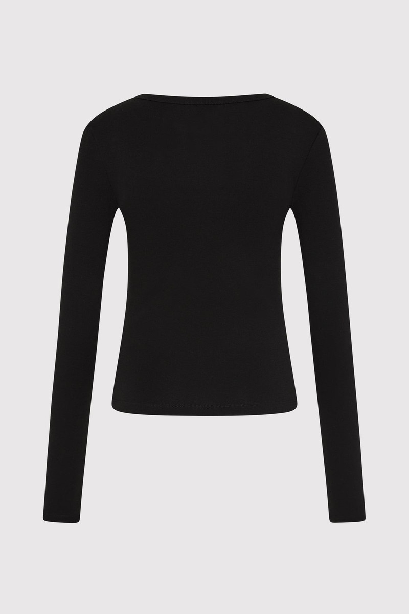 ST. AGNI Organic Cotton Long Sleeve Top - Jet Black outlook