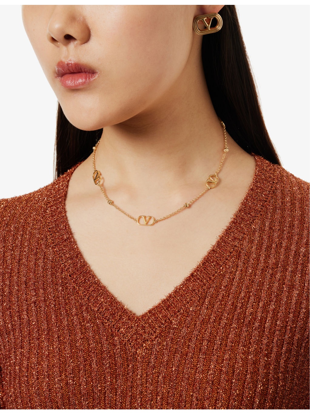 Vlogo Repeat gold-toned brass necklace - 2