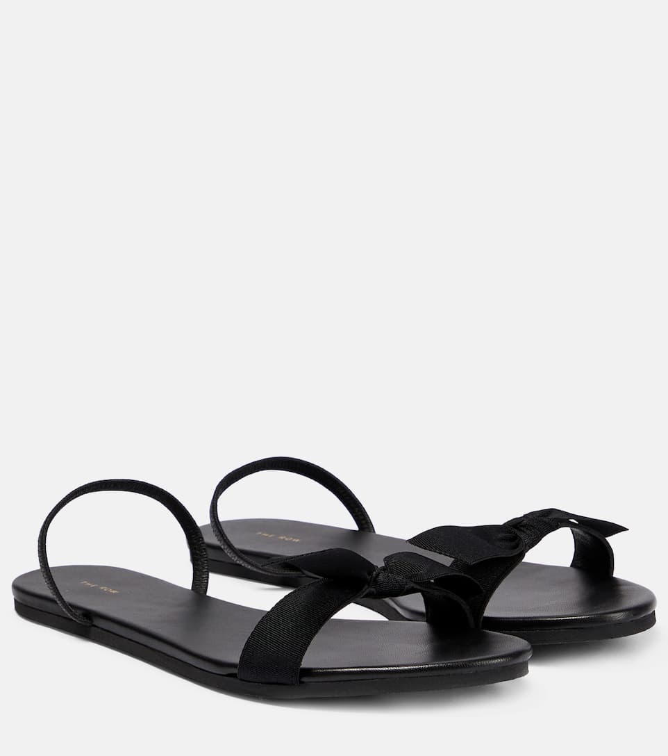 Bow leather slingback sandals - 1