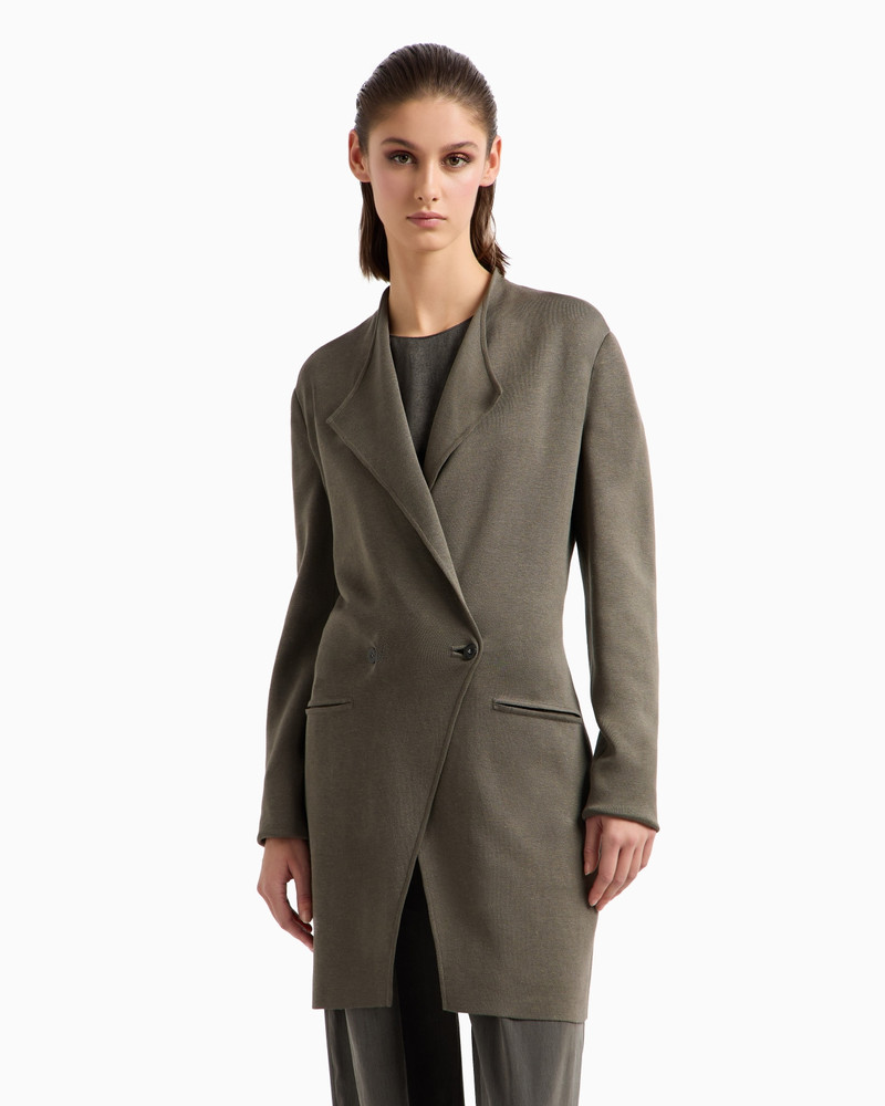 GIORGIO ARMANI LONG DOUBLE-BREASTED VISCOSE AND LINEN JACKET outlook