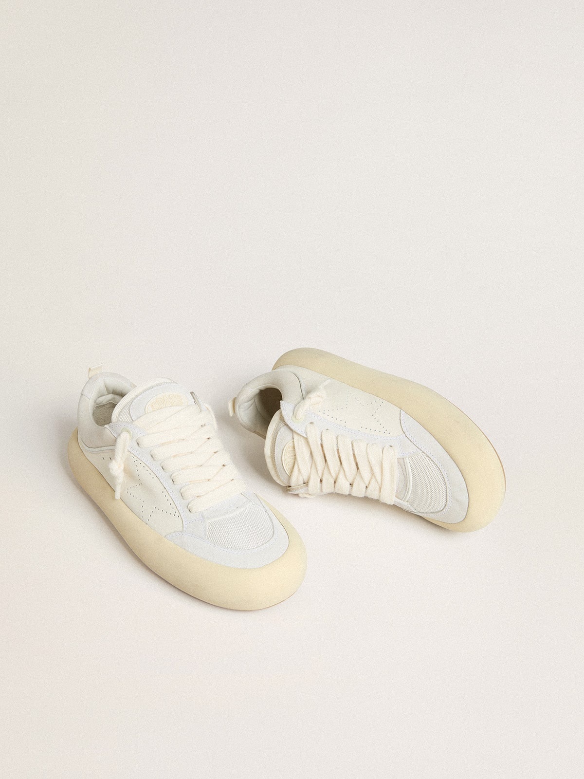 Men's Space-Star Cube in white leather with perforated star - 2