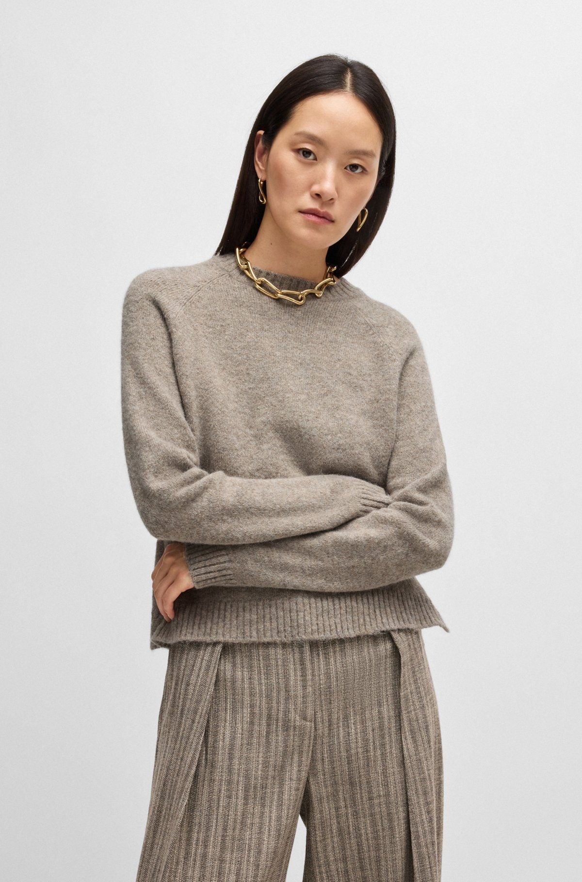 CREW-NECK SWEATER IN STRETCH FABRIC - 2