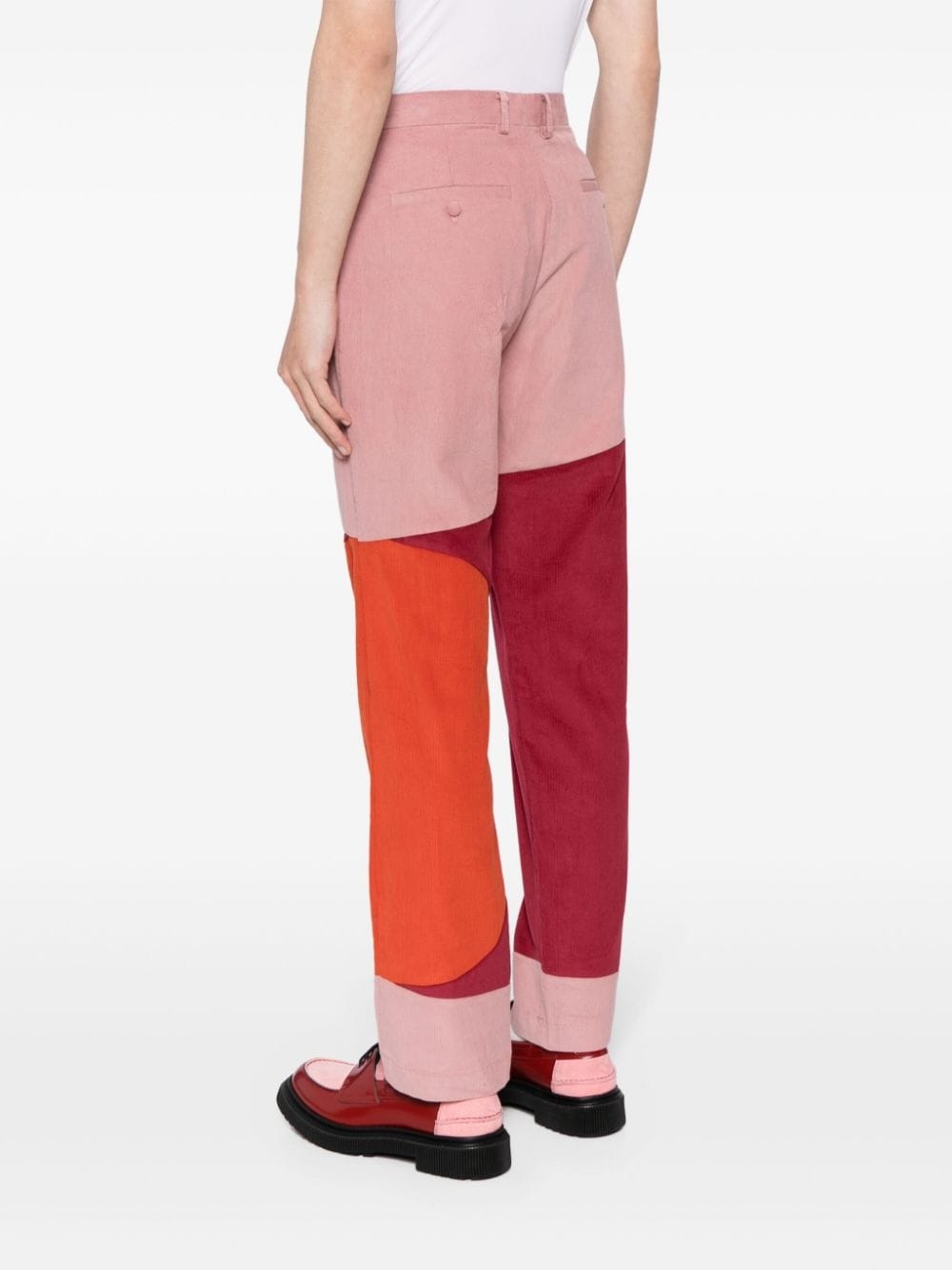 colour-block corduroy trousers - 4