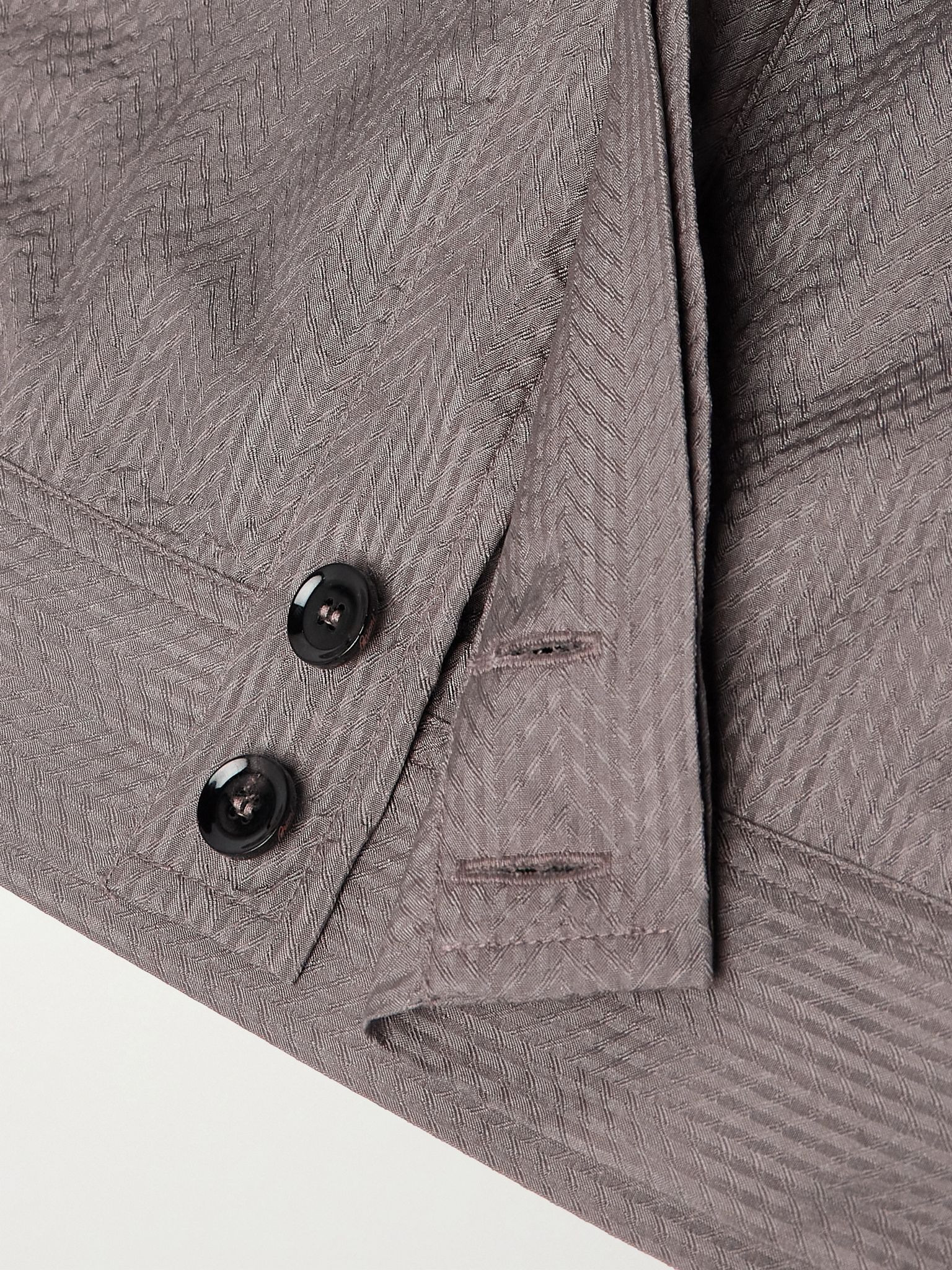 Herringbone Silk-Seersucker Overshirt Gray - 6