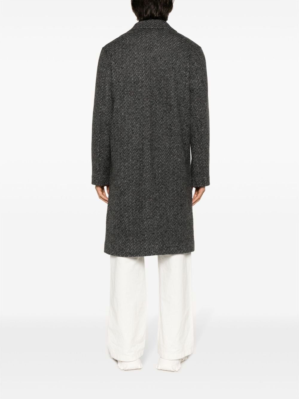 Zigzag single-breasted wool coat - 4