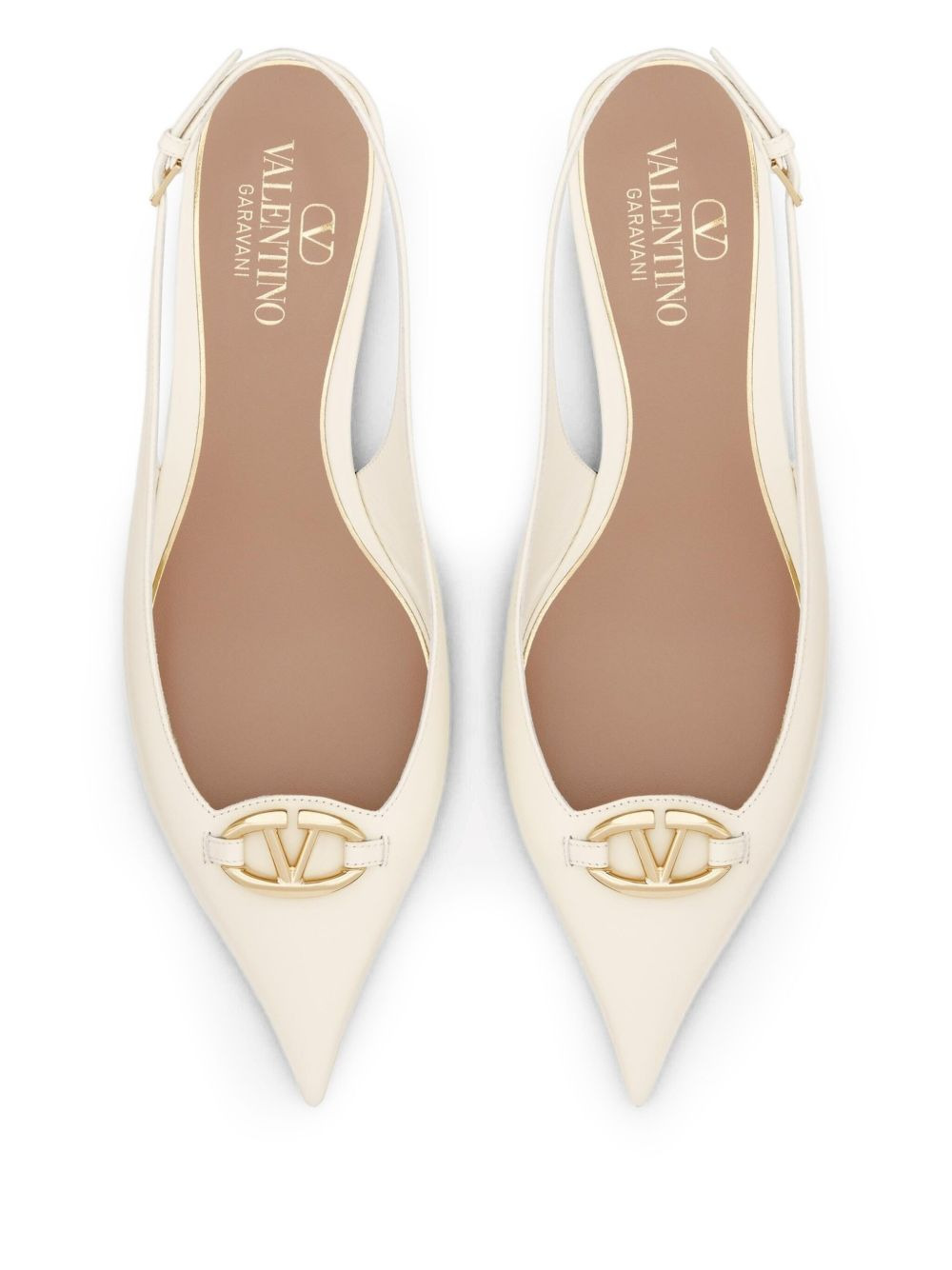 V-plaque leather pumps - 4