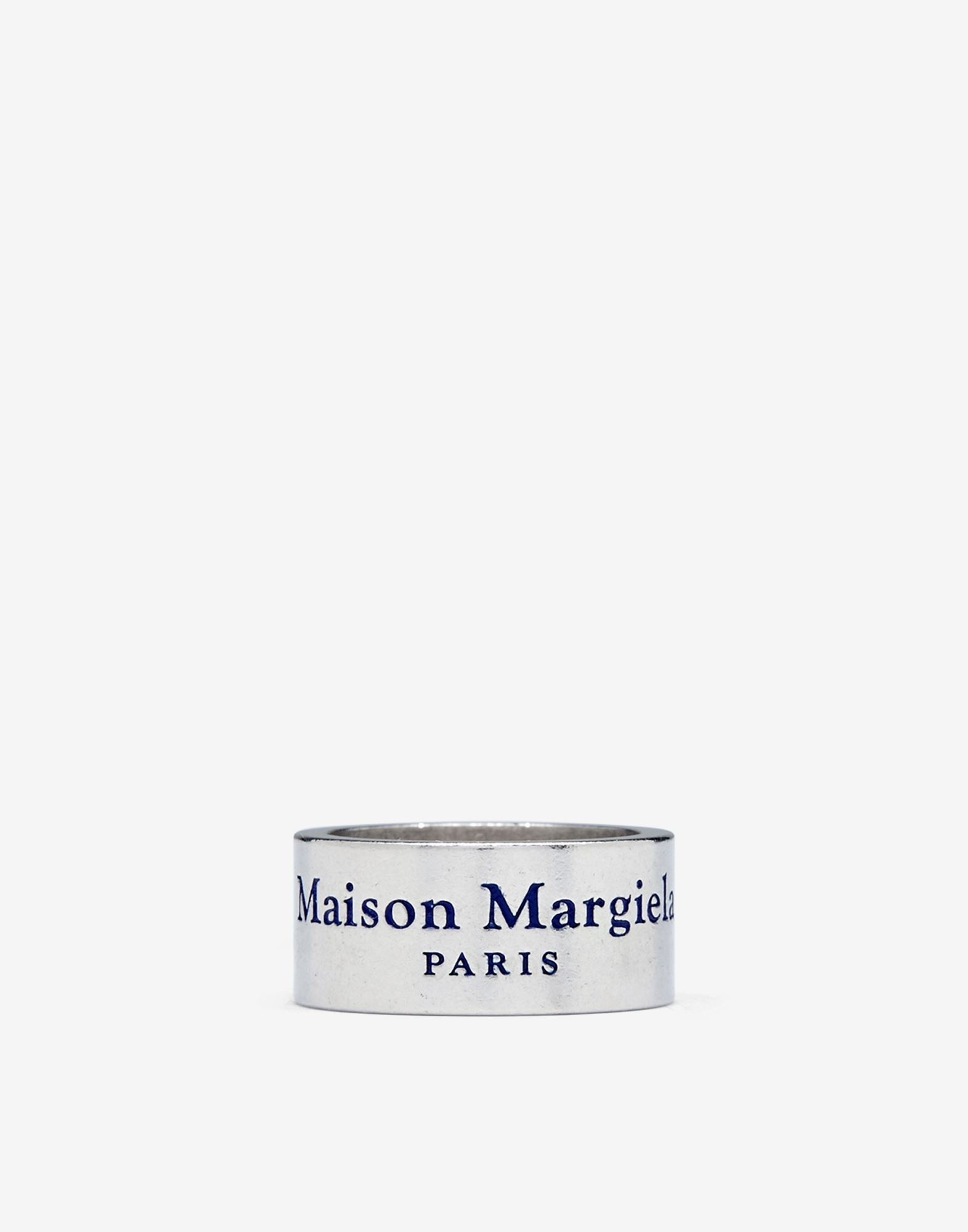 Logo engraved wide silver ring - 1