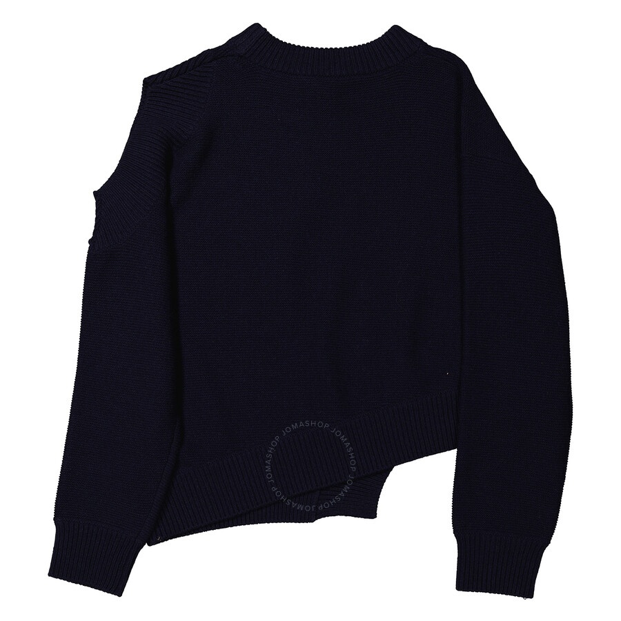 Stella Mccartney Navy Regenerated Asymmetric Cold-Shoulder Jumper - 2
