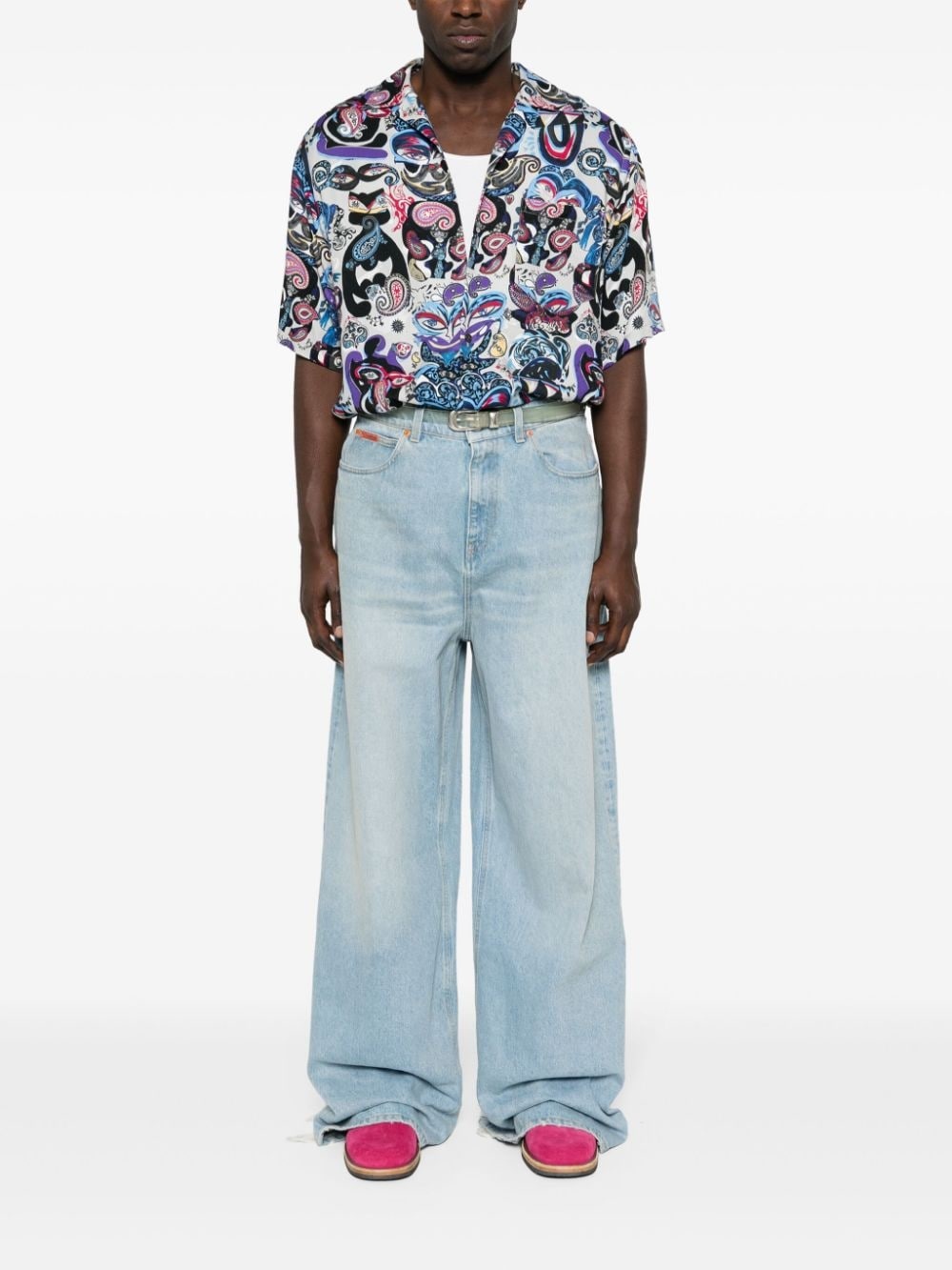 distressed straight jeans - 2