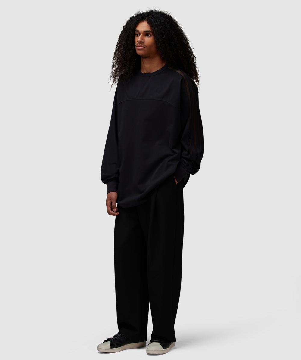Mesh stripe long sleeve t-shirt - 5