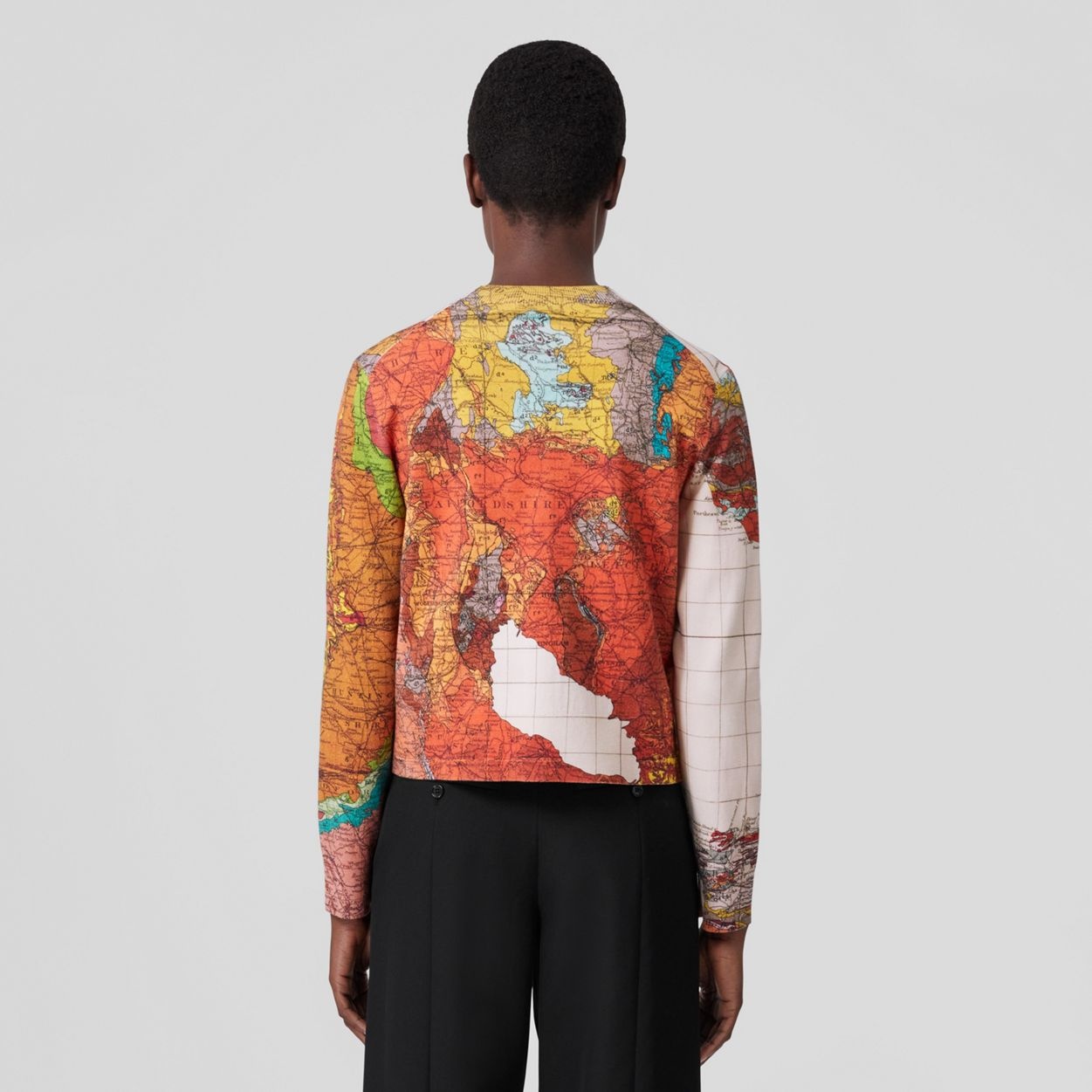 Map Print Cotton Cashmere Blend Cardigan - 4