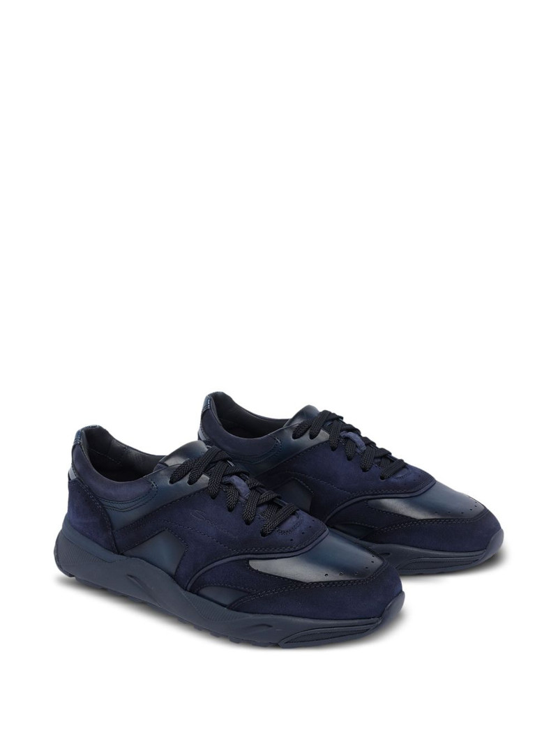 Santoni suede paneled sneakers outlook