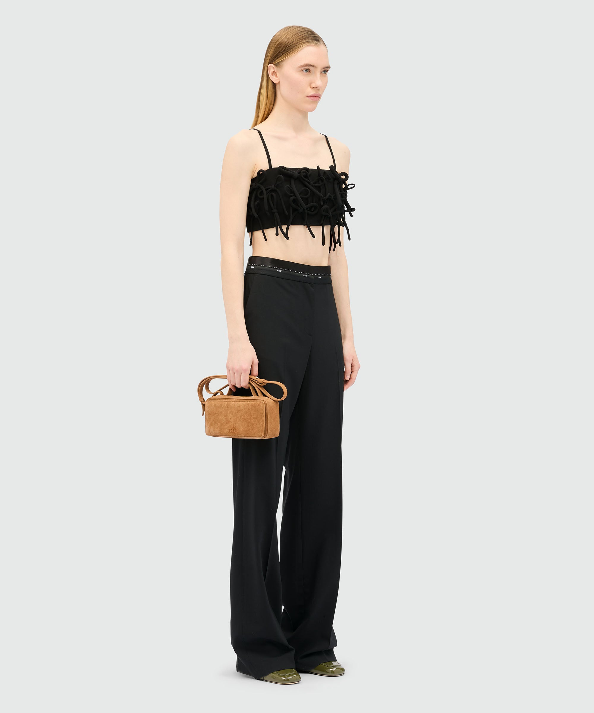 Black cady cropped top with bows - 4