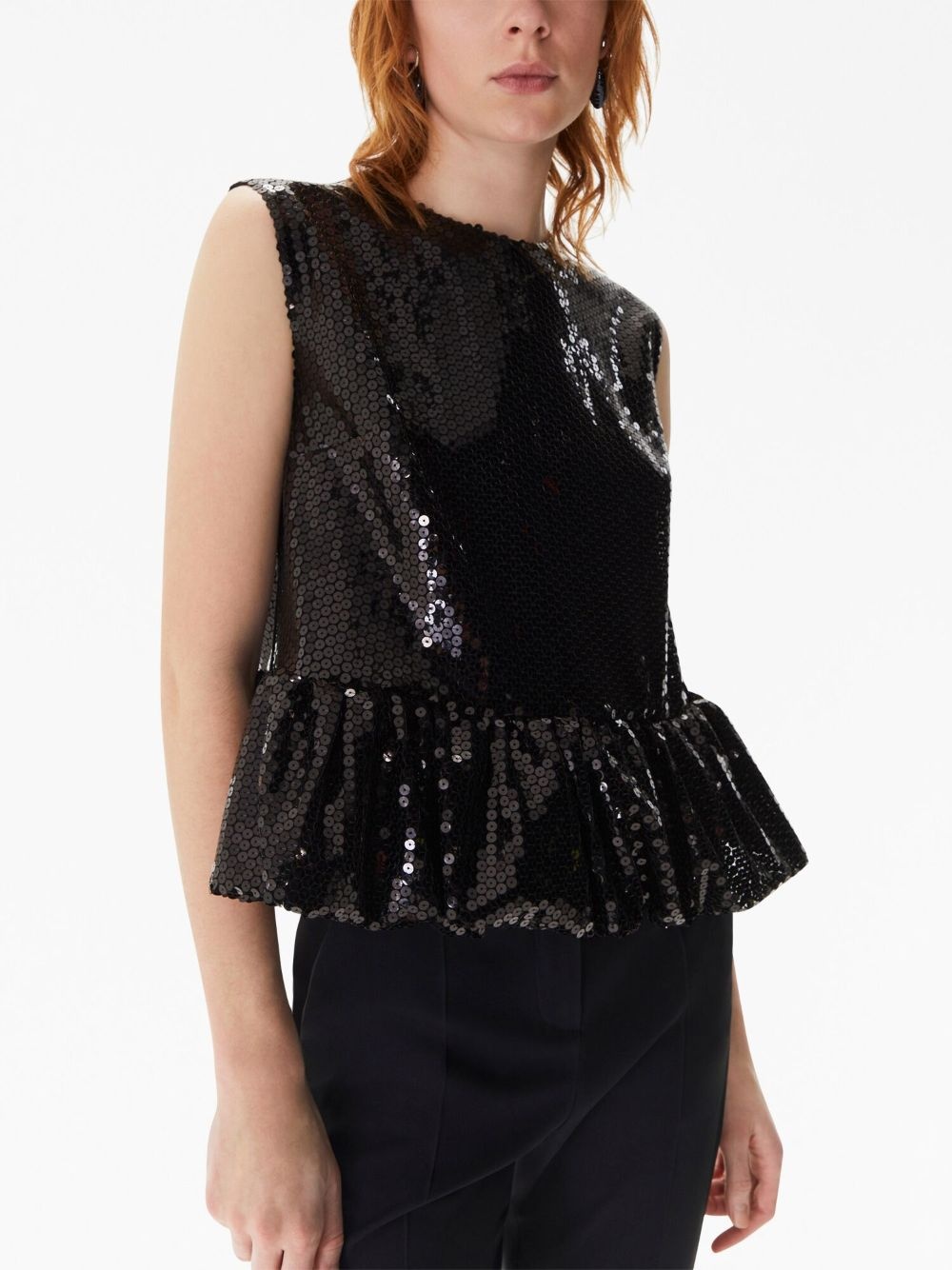 sequin-embellished sleeveless peplum top - 4