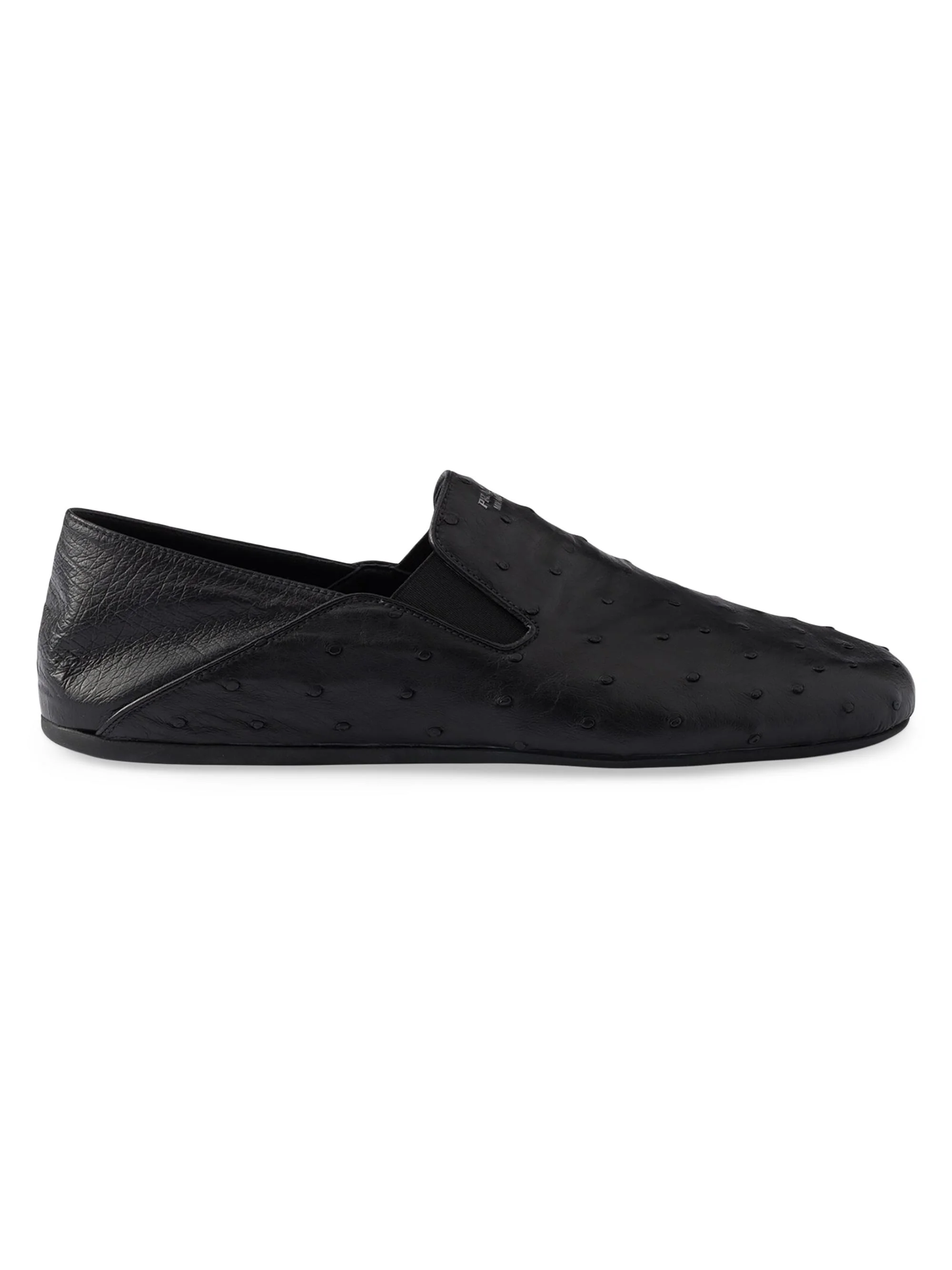 Men's Ostrich Leather Loafers - Black - 1