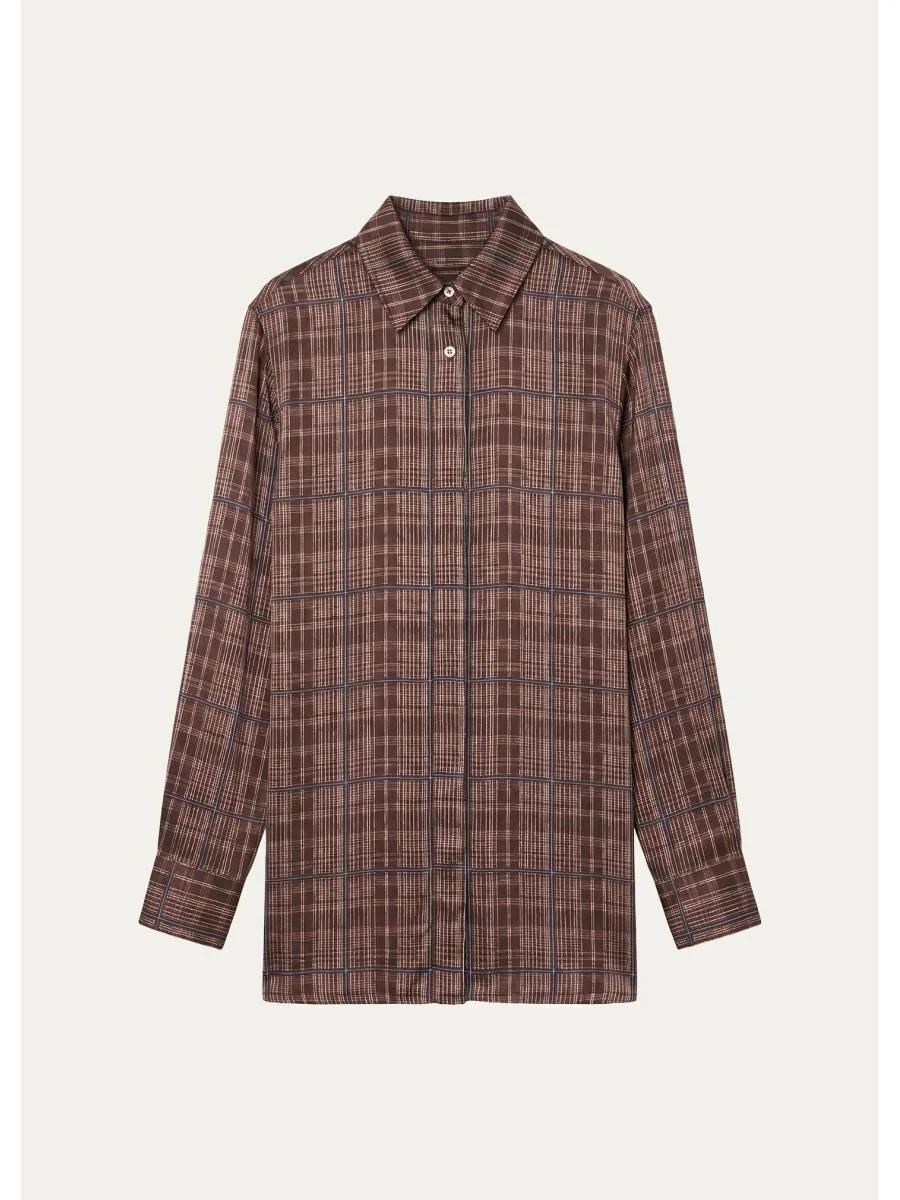 Loose Plaid-Print Viscose Shirt - 1