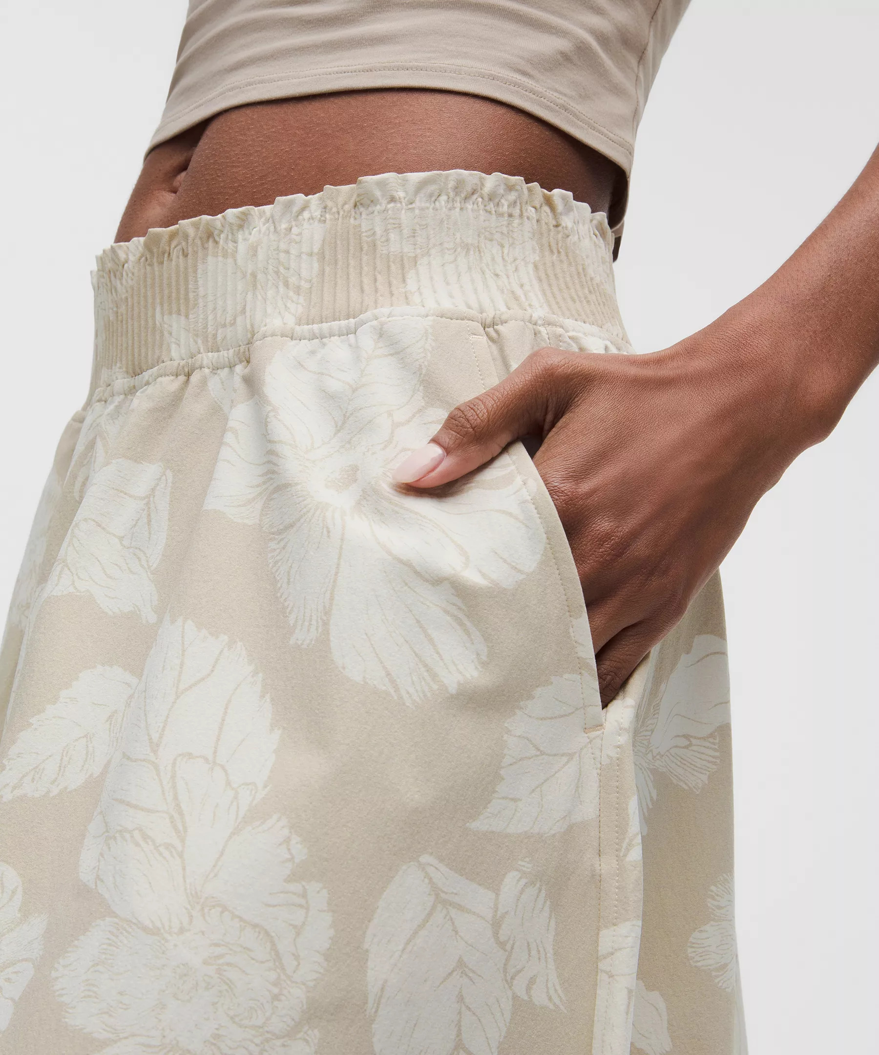 Stretch Woven Ruffle-Waist Midi Skirt - 4