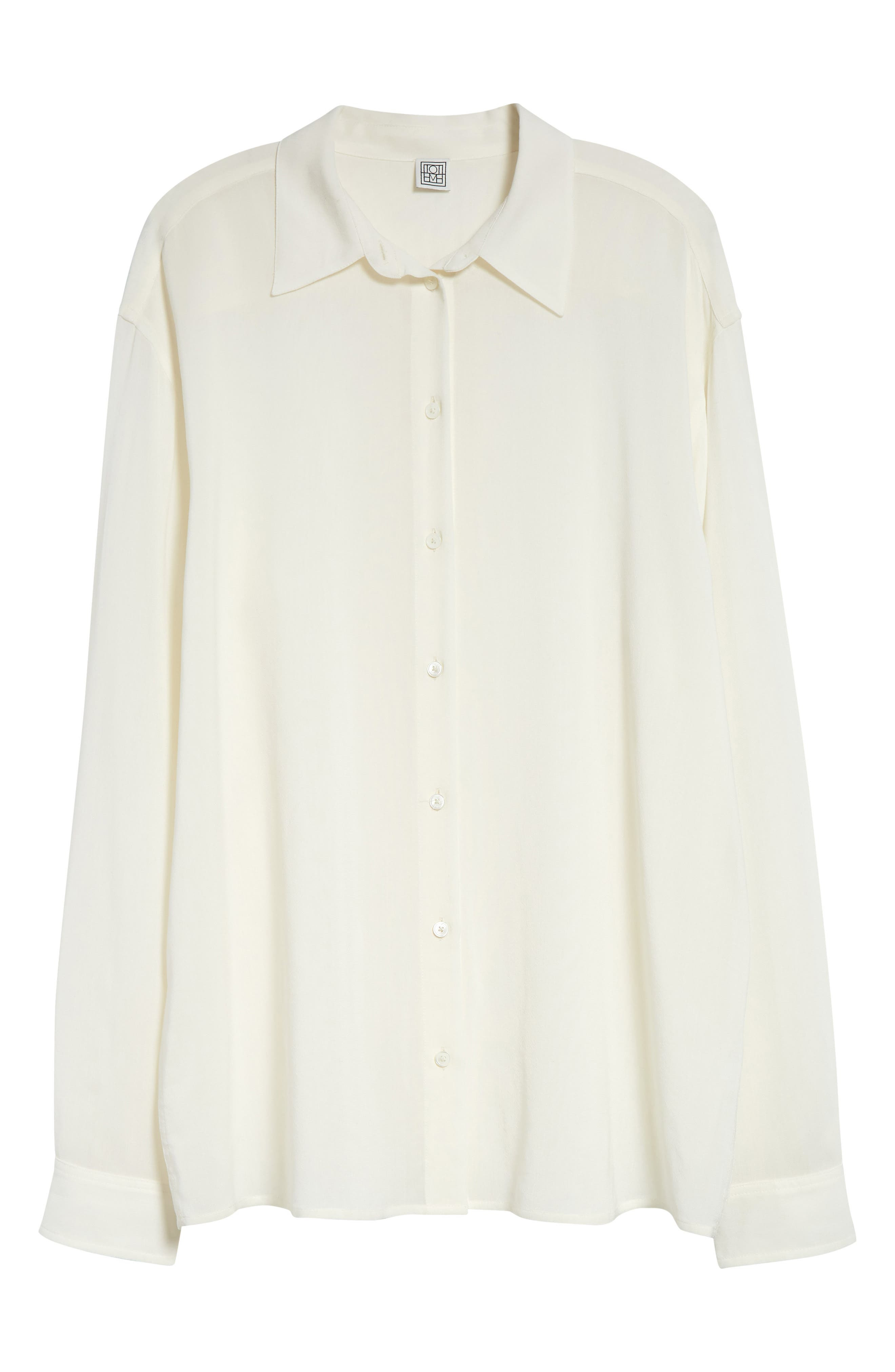 TOTEME Classic Crepe Button-Up Shirt in Milk at Nordstrom - 6