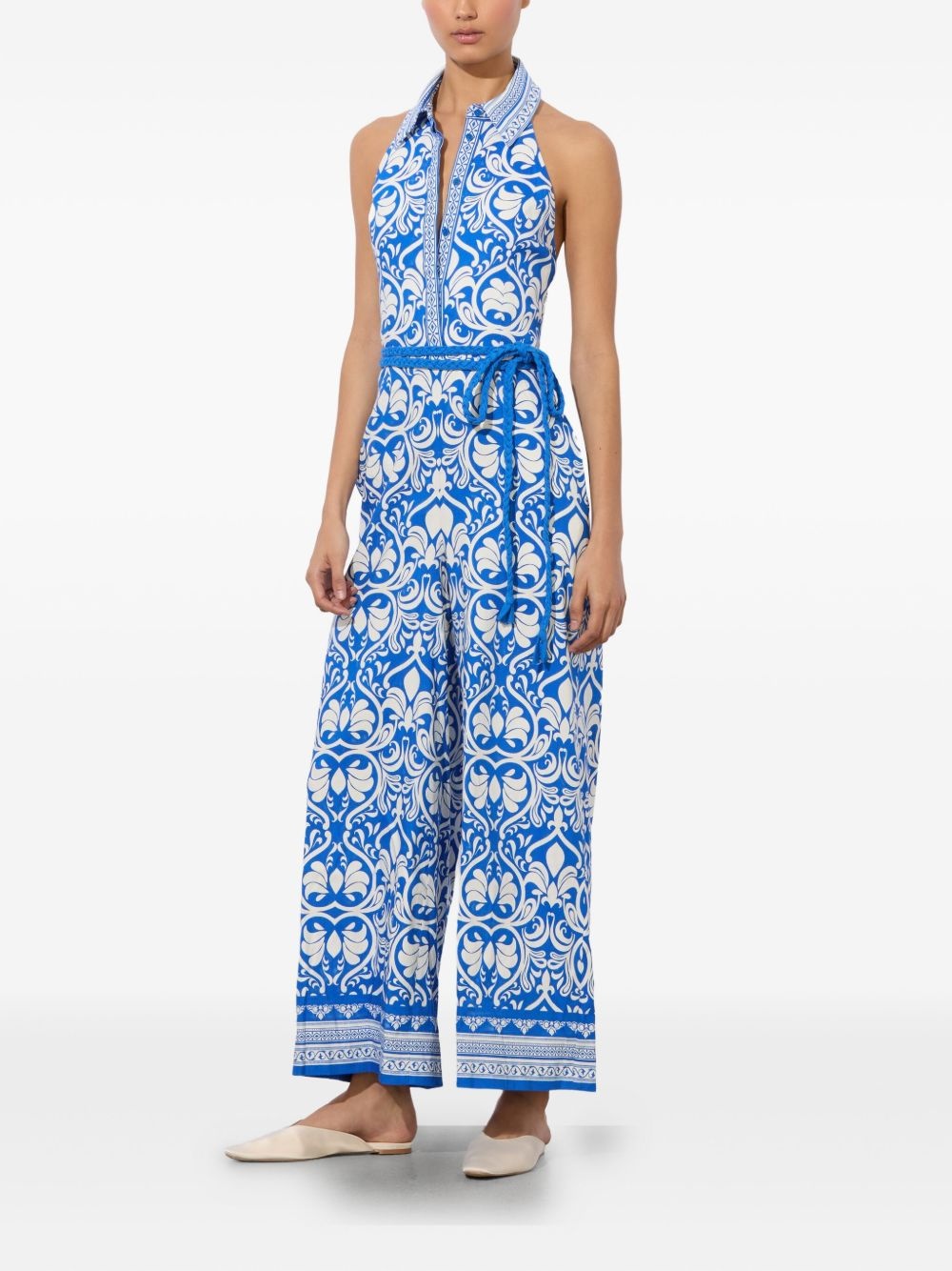 floral-print halterneck jumpsuit - 4