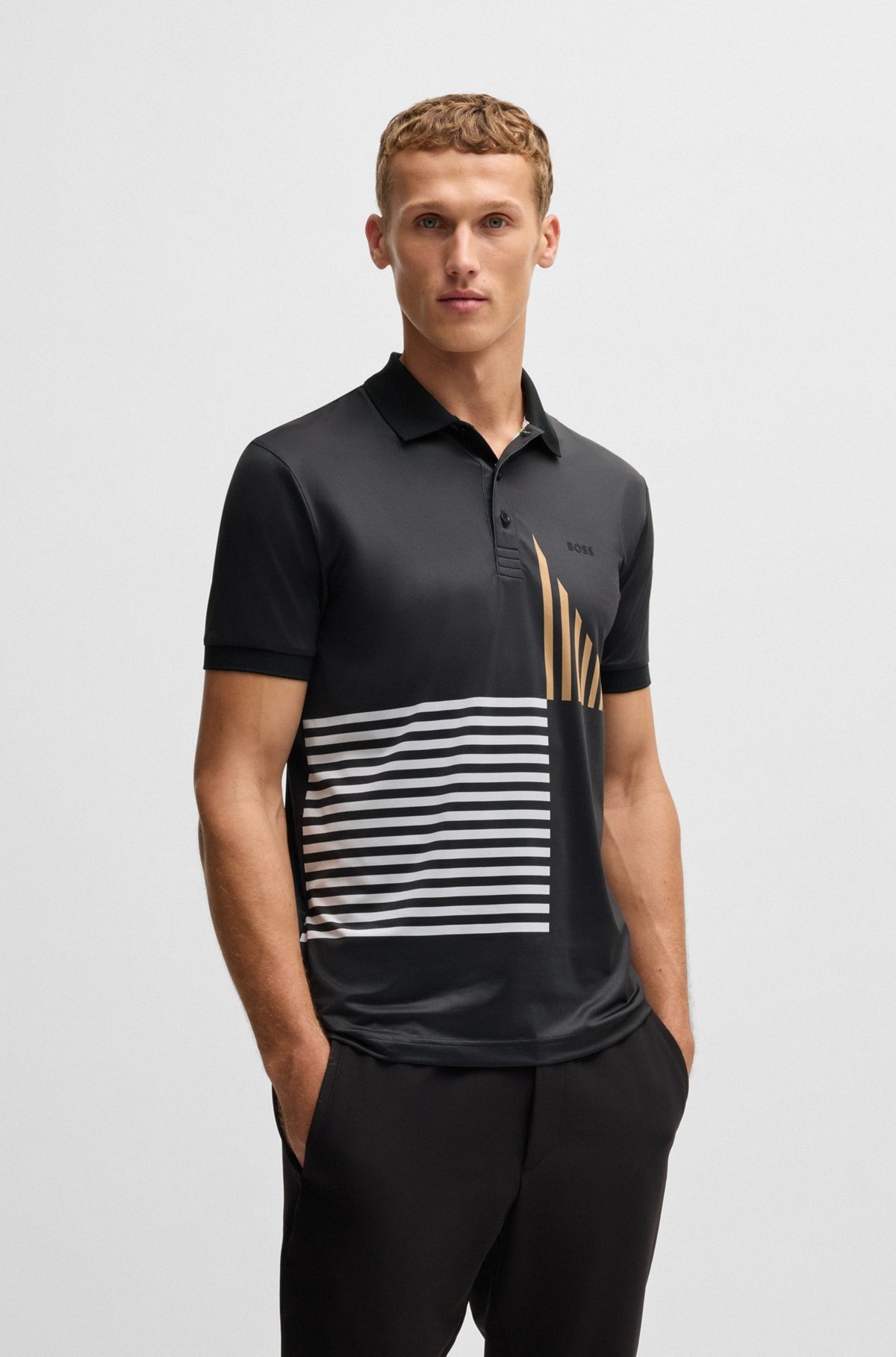 PADDY ACTIVE STRETCH-JERSEY POLO SHIRT WITH DIGITAL PRINT - 2
