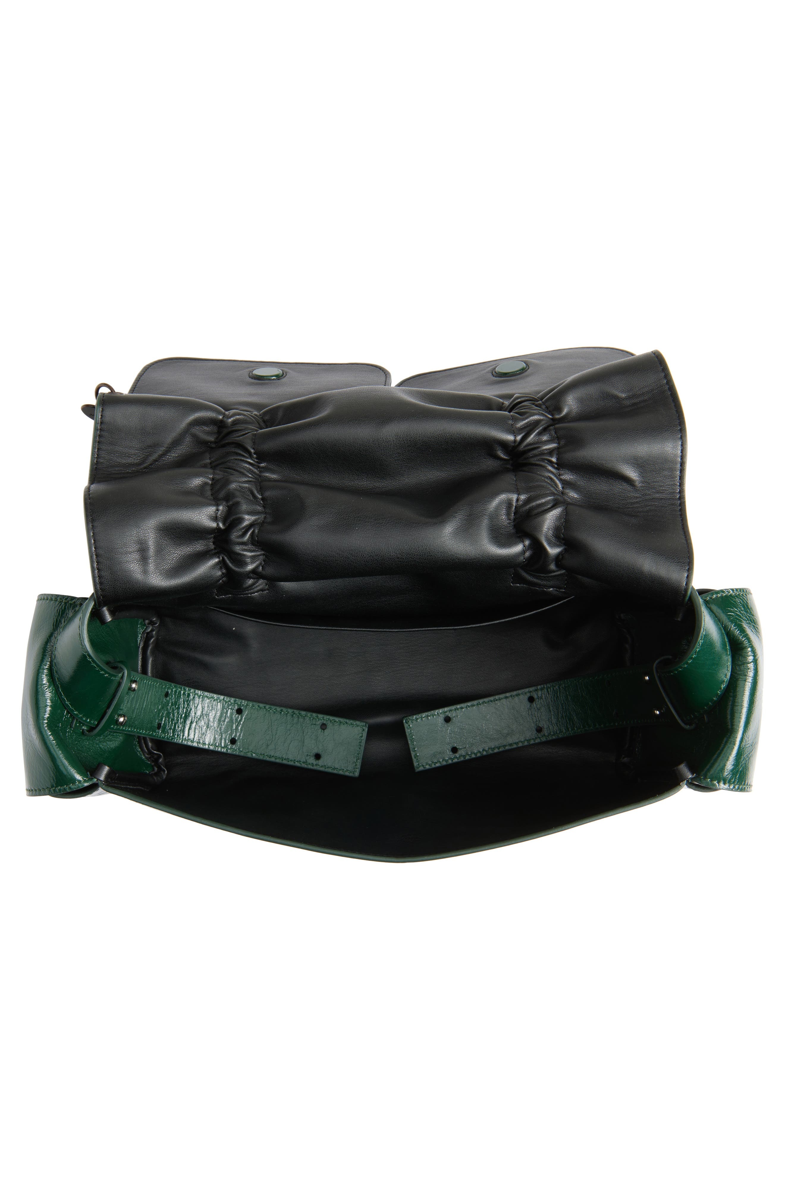 Acne Studios Multipocket Luxe Crinkle Leather Top Handle Bag in Dark Green at Nordstrom - 5