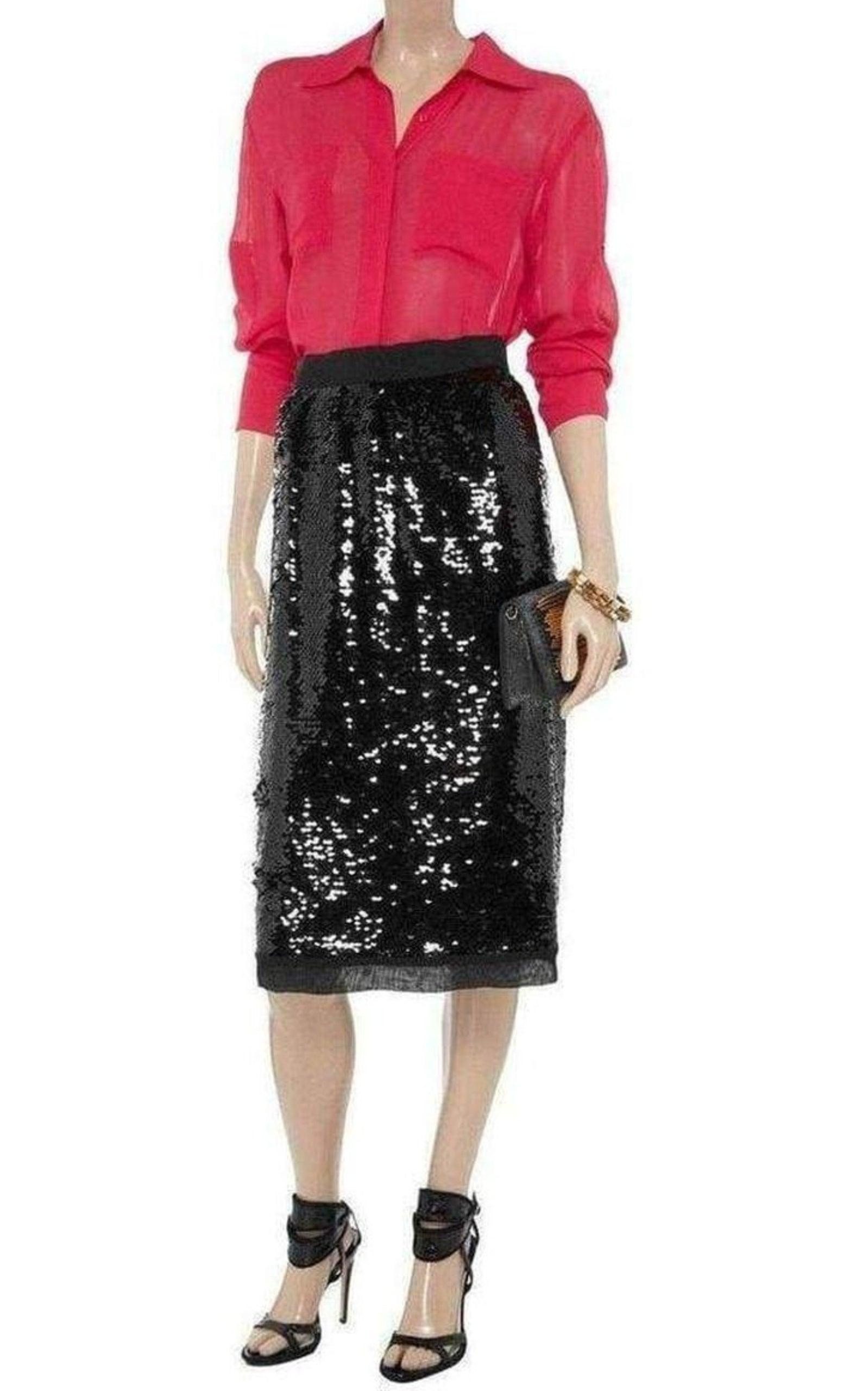 Sequin-Embellished Pencil Skirt - 2