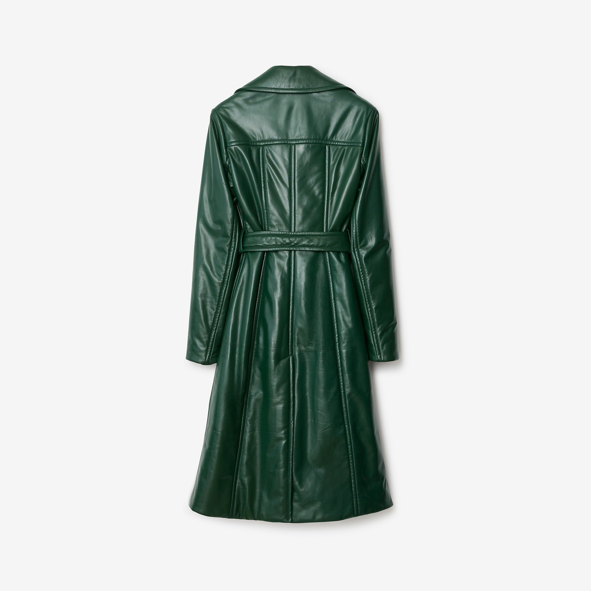 Faux Fur Collar Leather Coat - 6