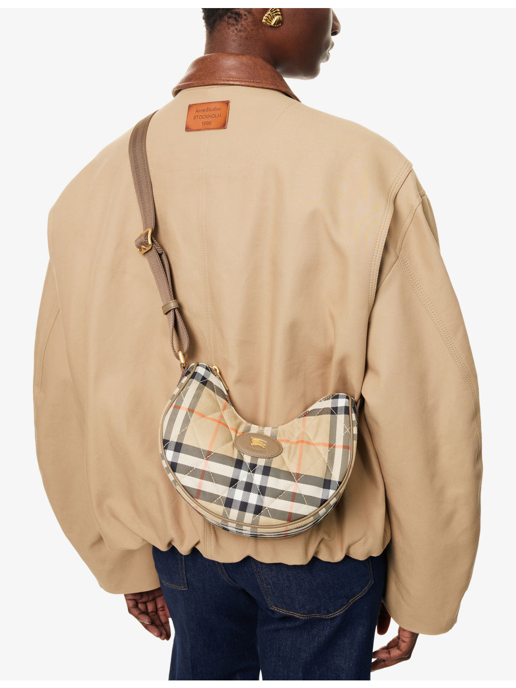 Horseshoe Check-Pattern Woven Cross-Body Bag - 2