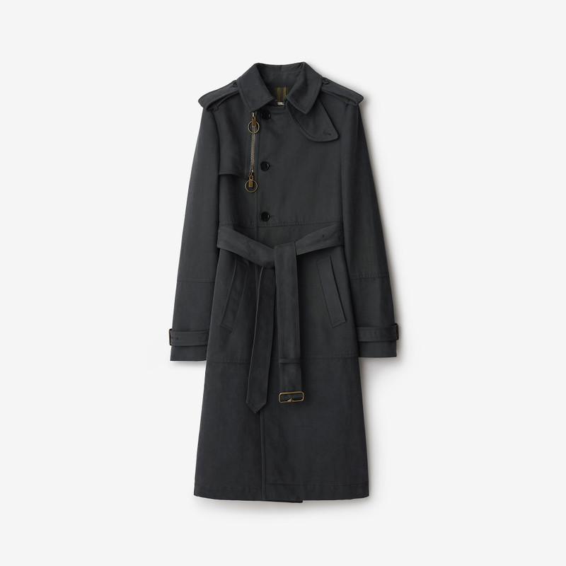 Long Cotton Nylon Trench Coat 1