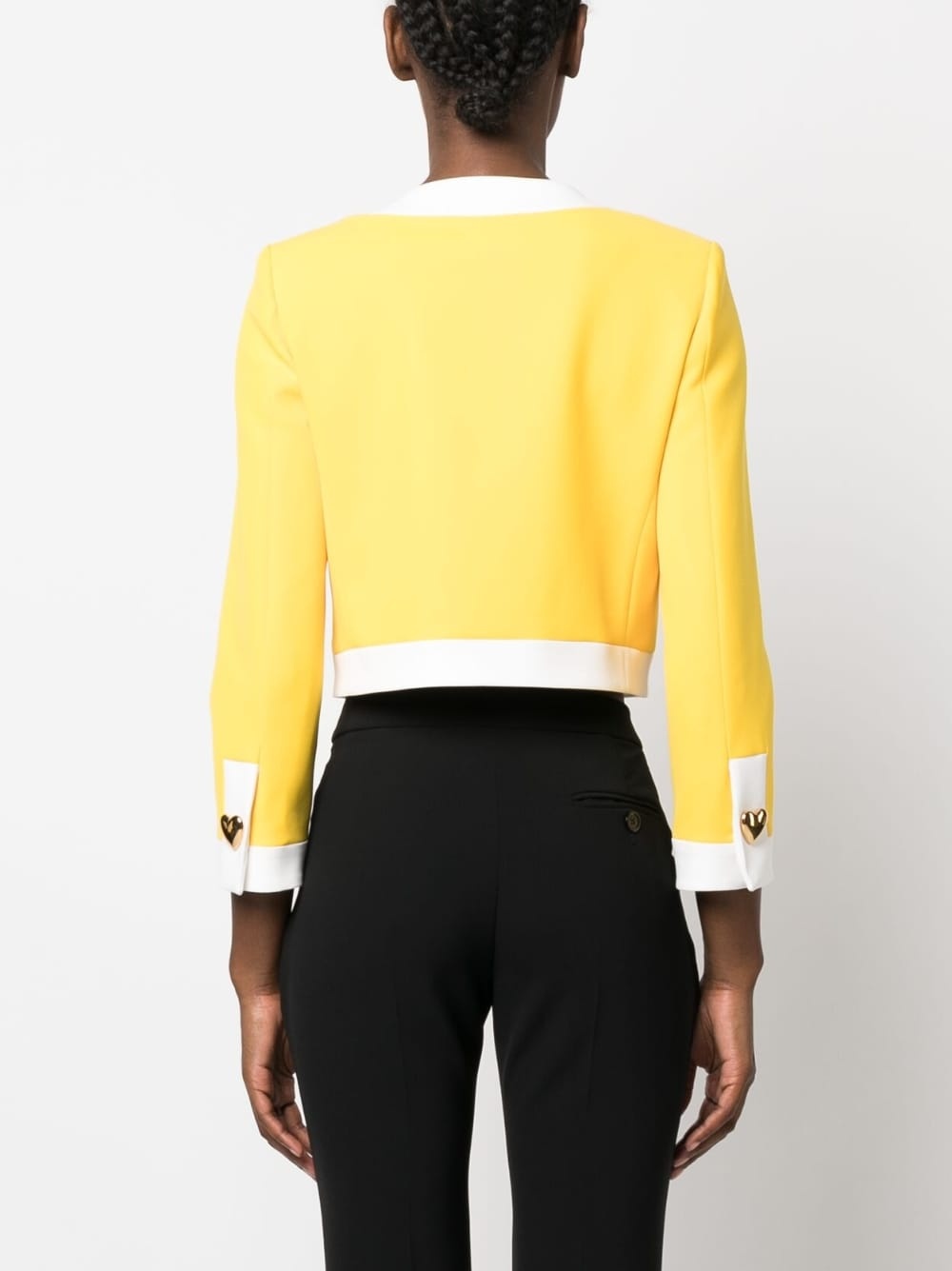 heart-appliqué cropped jacket - 4