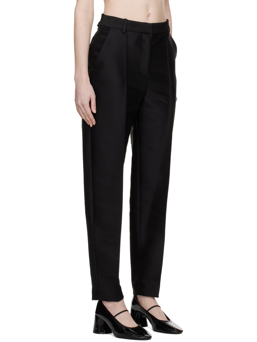 Black Sewn Pleat Trousers - 2