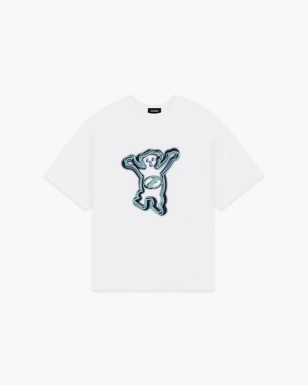 White Colorful Teddy Print T-Shirt - 1