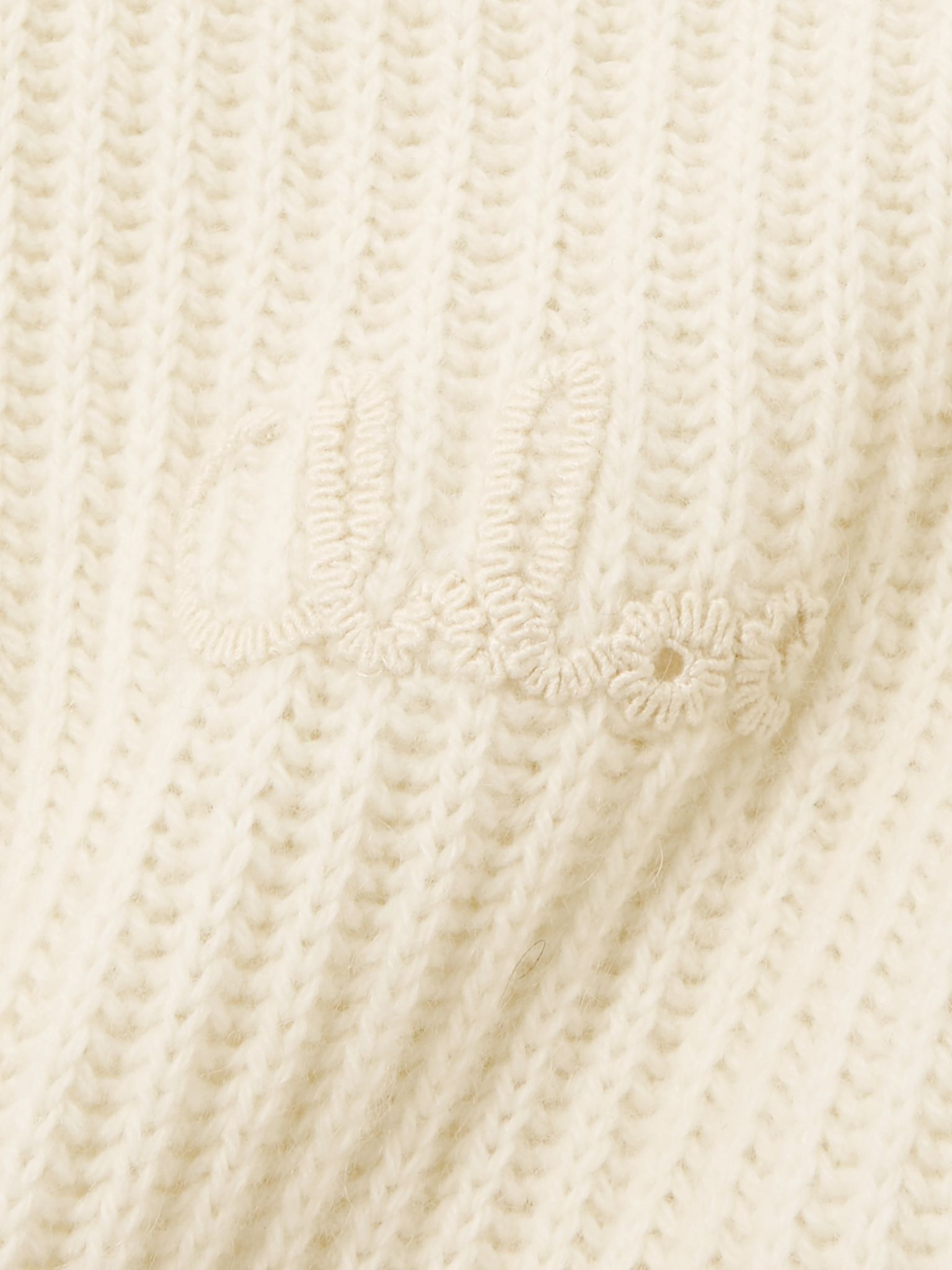 Turtleneck striped ribbed wool and mohair-blend peplum sweater Cream - 5