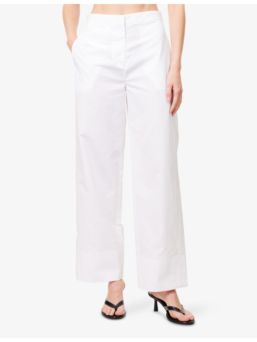 Twisted Seam Mid-Rise Cotton Trousers - 3