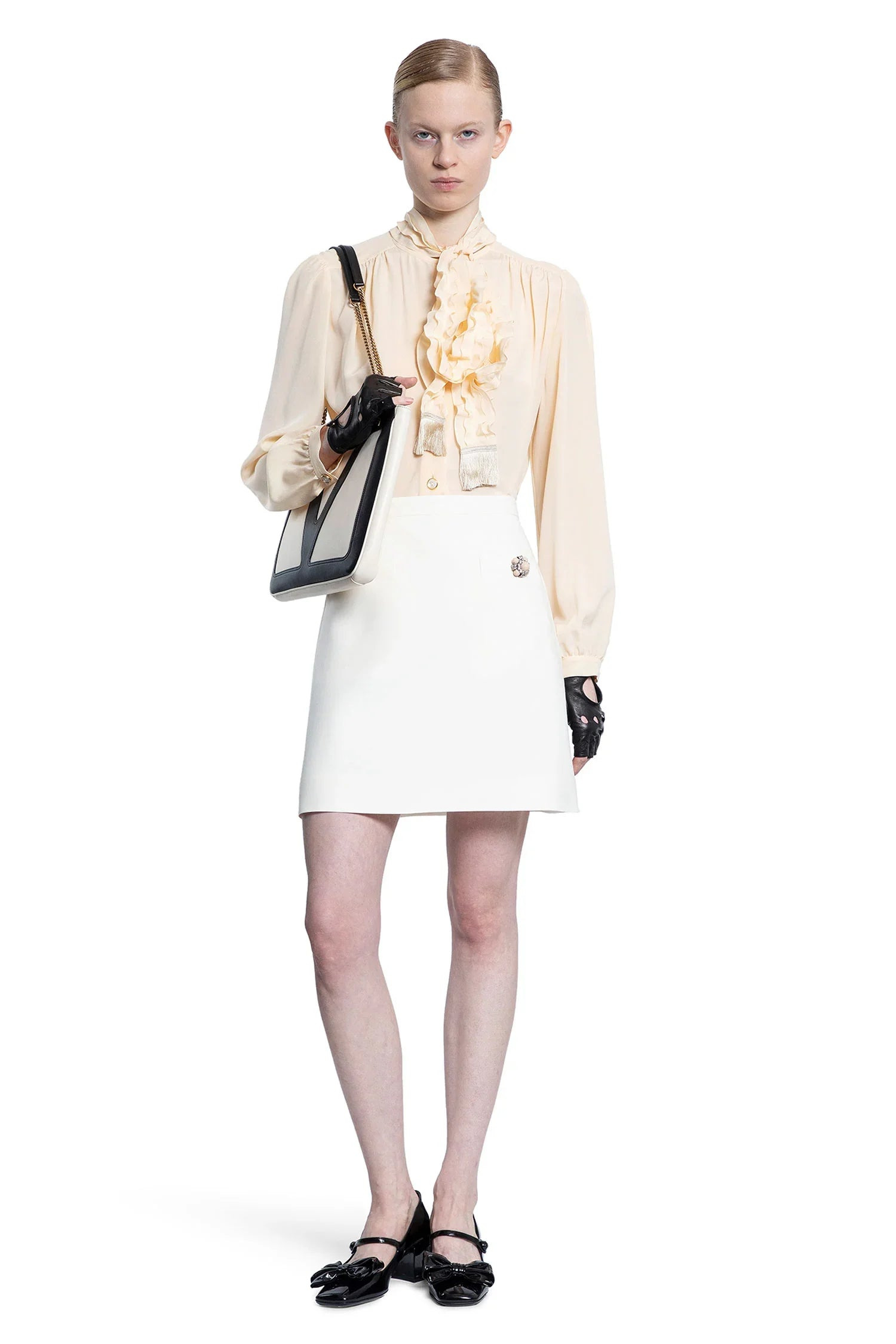 Ruffled-Bow-Crepe-De-Chine-Shirt - 4