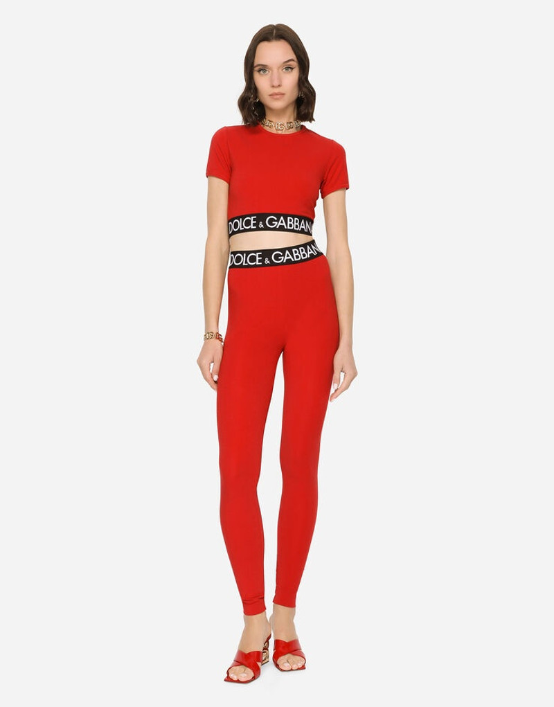 Jersey leggings with branded elastic 1