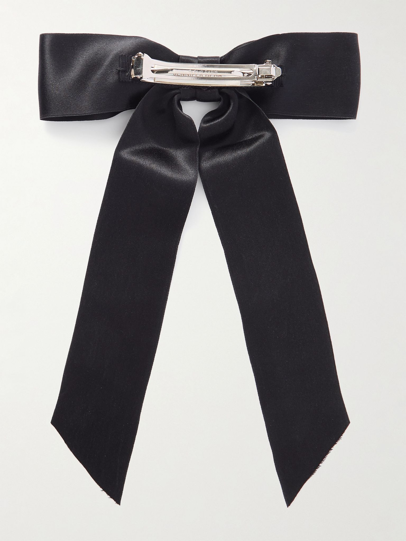 Virginia silk-satin bow hair clip Black - 3