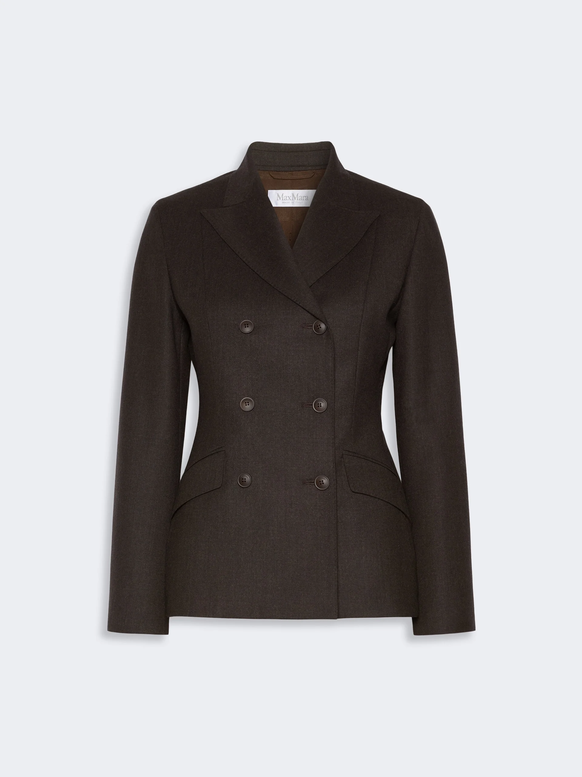 MIRRA Double-breasted wool flannel jacket - DARK BROWN - 1