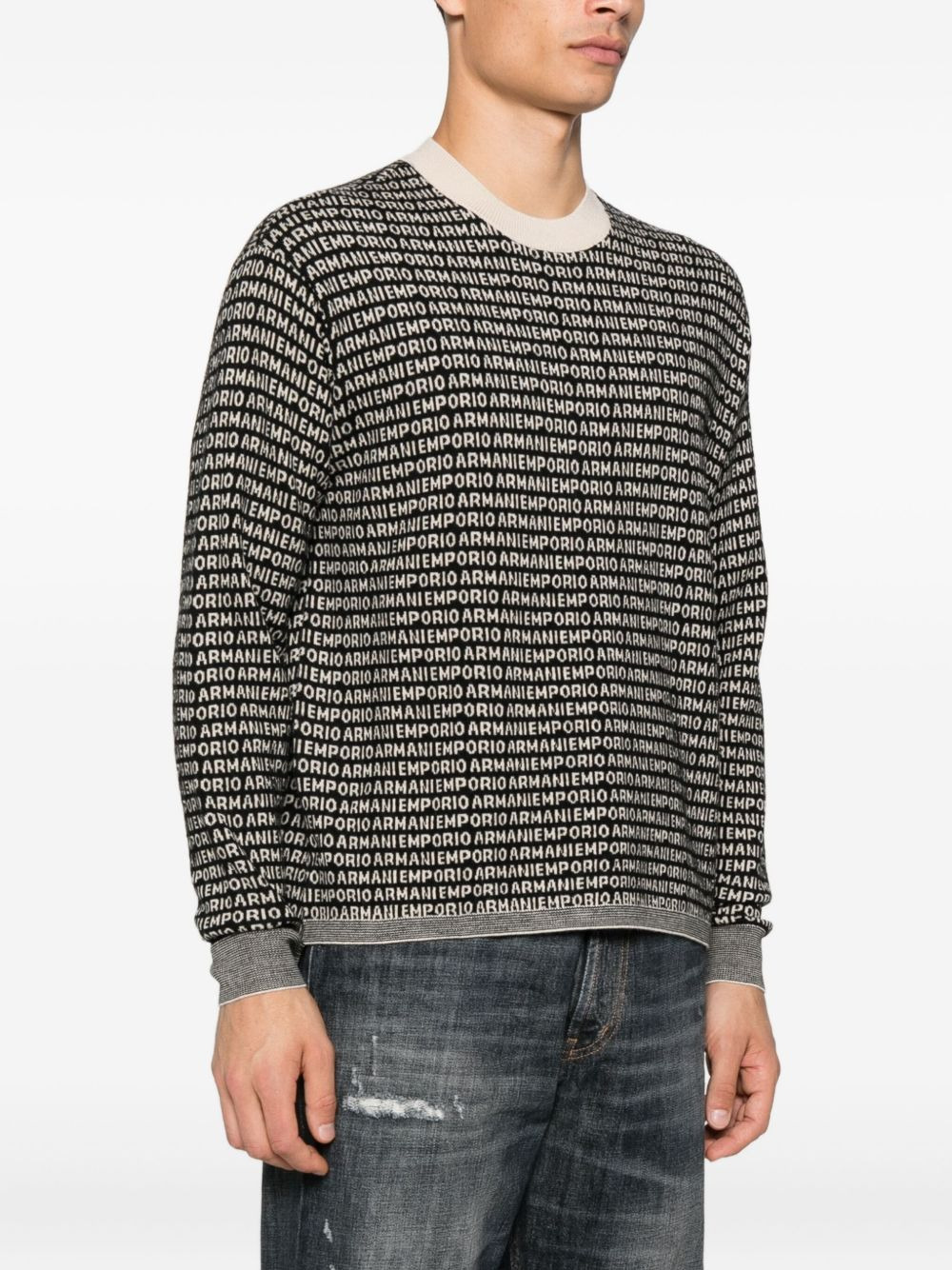 logo-print wool sweater - 3