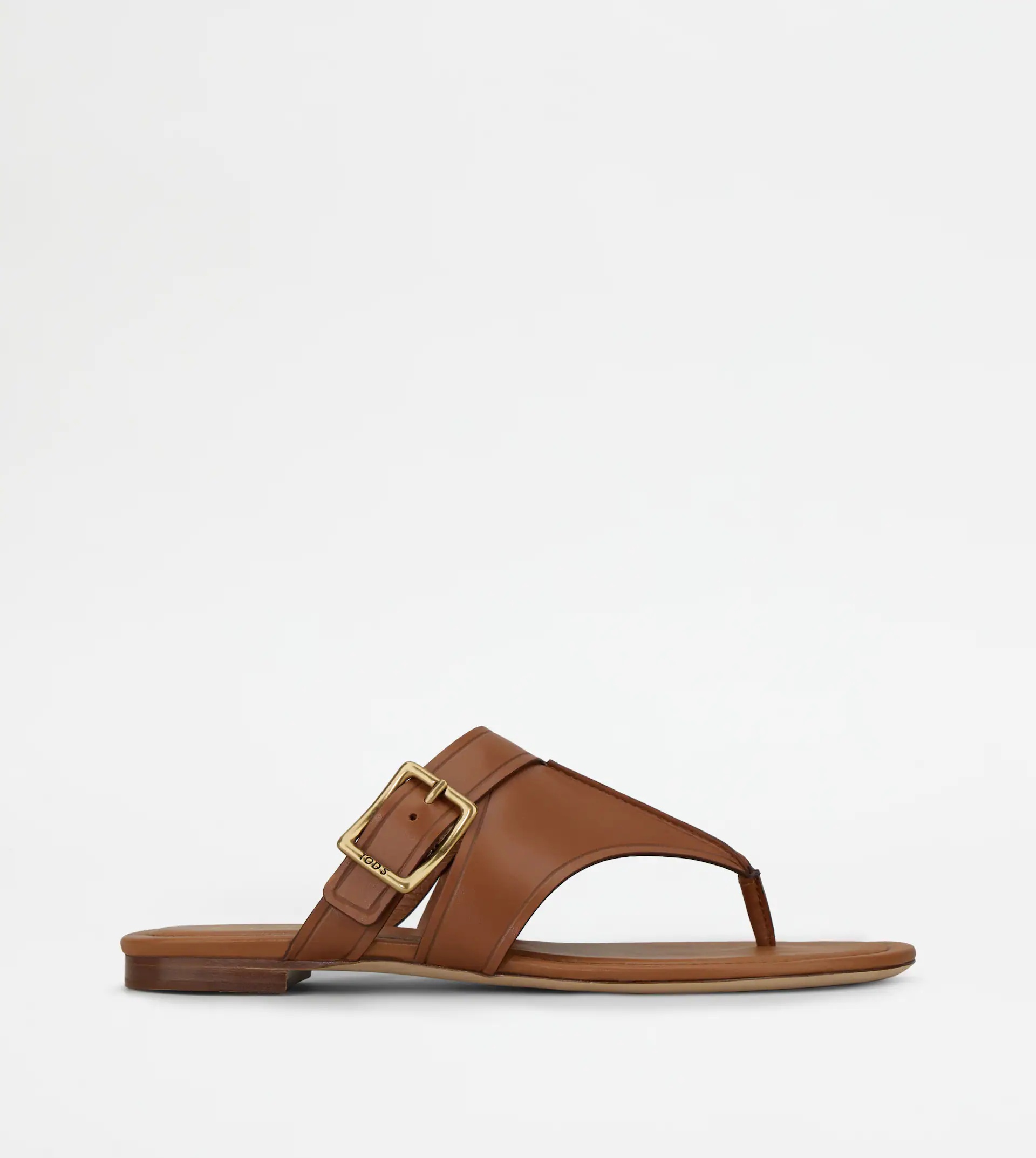 THONG SANDALS IN LEATHER - BROWN - 1