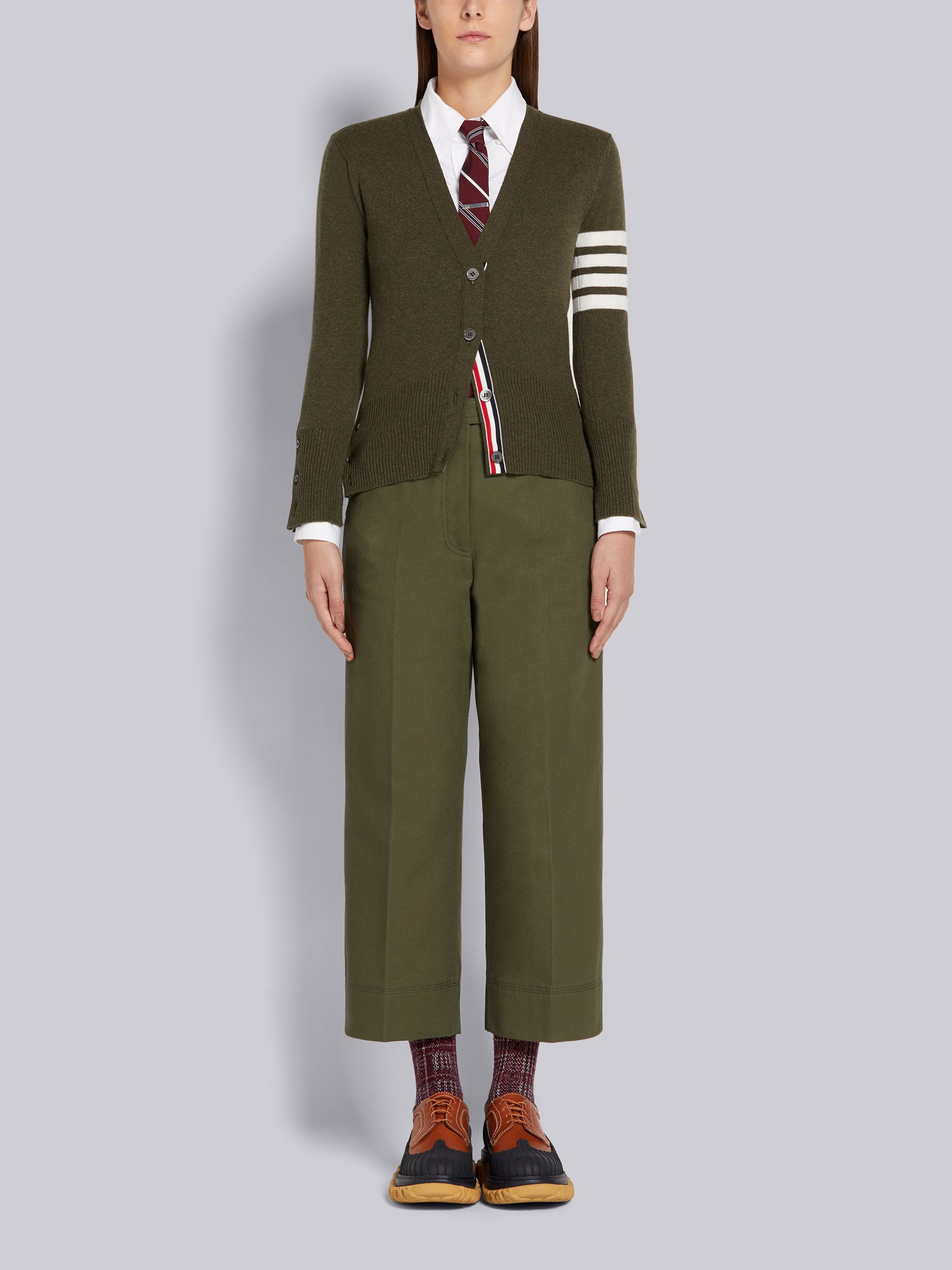 Dark Green Washed Cotton Canvas Utility Trouser - 4