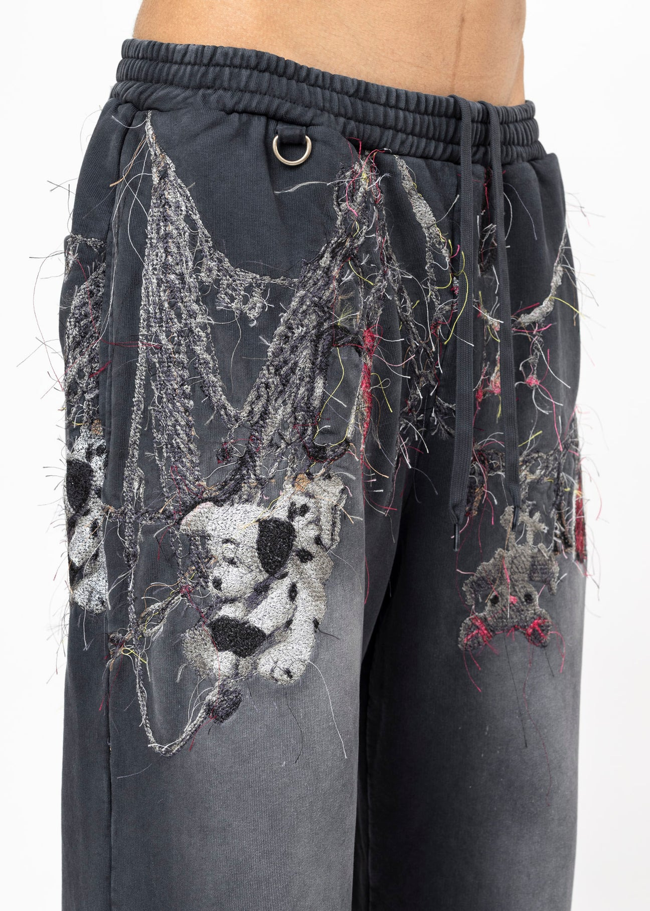 BLACK DOUBLET EMBROIDERED CHAIN ZIP-UP SWEATPANTS - 5