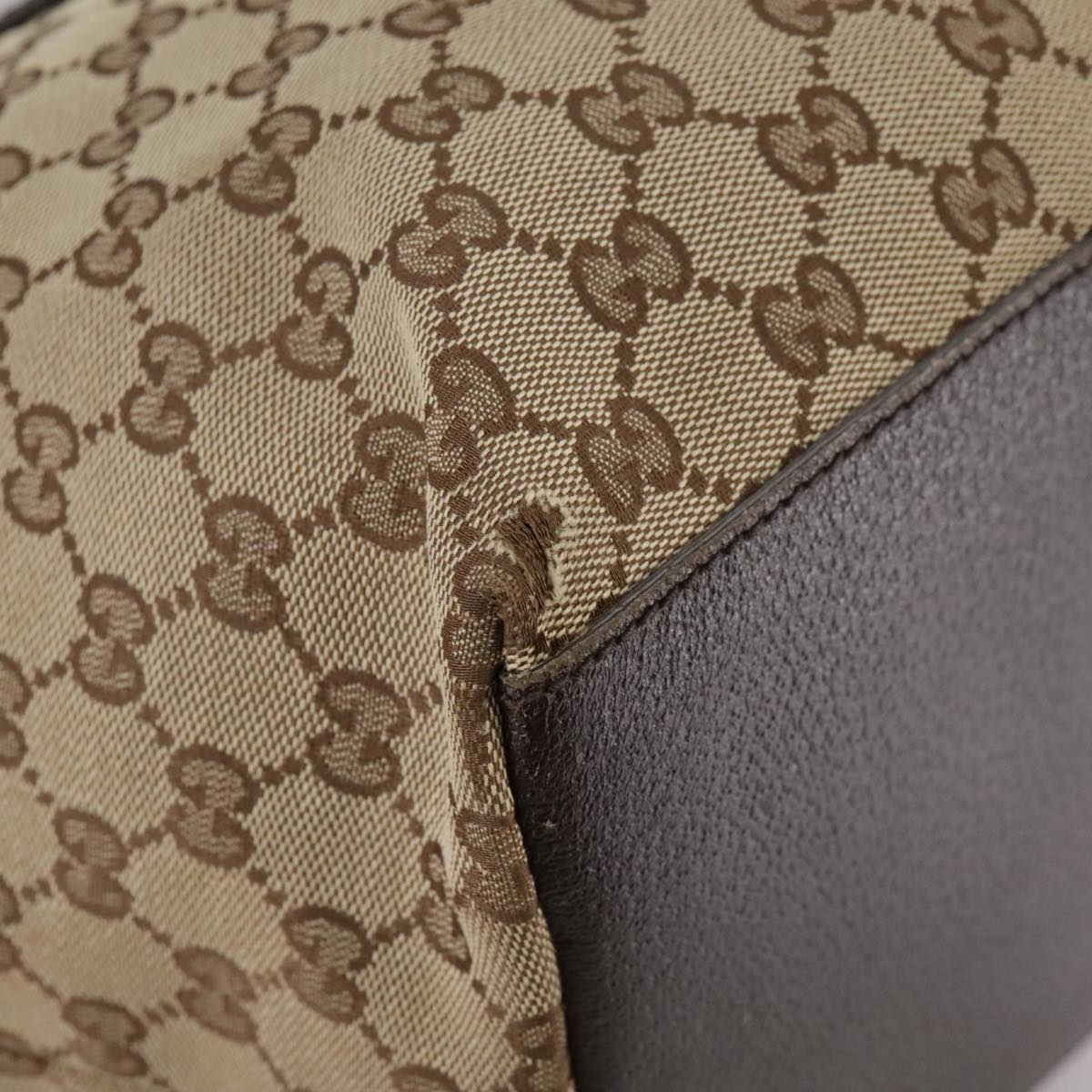 GUCCI GG Canvas Web Sherry Line Tote Bag Beige Silver - 15