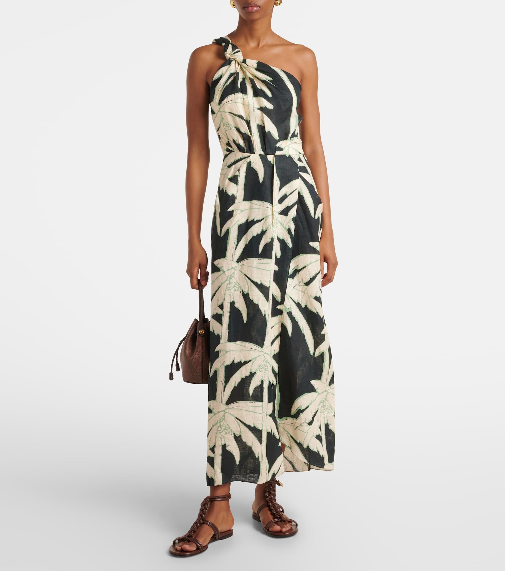 Printed one-shoulder midi dress - 2