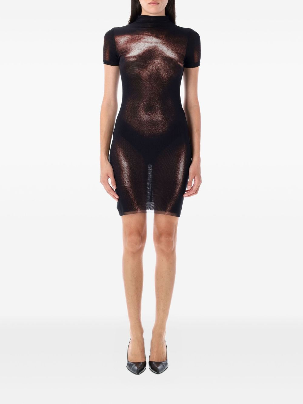 mesh body-print mini dress - 1