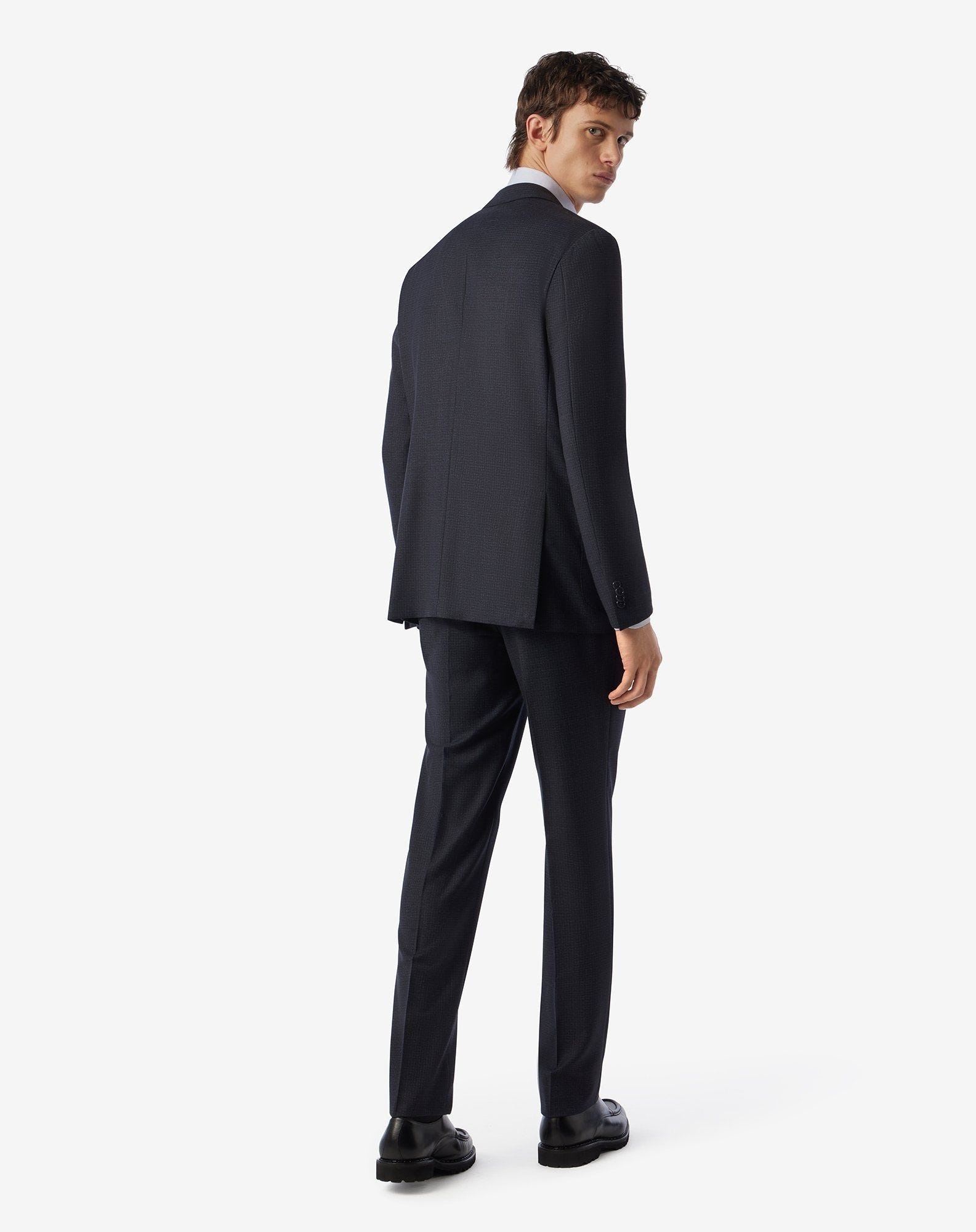 Blue S130's wool twill suit with micropattern - 4